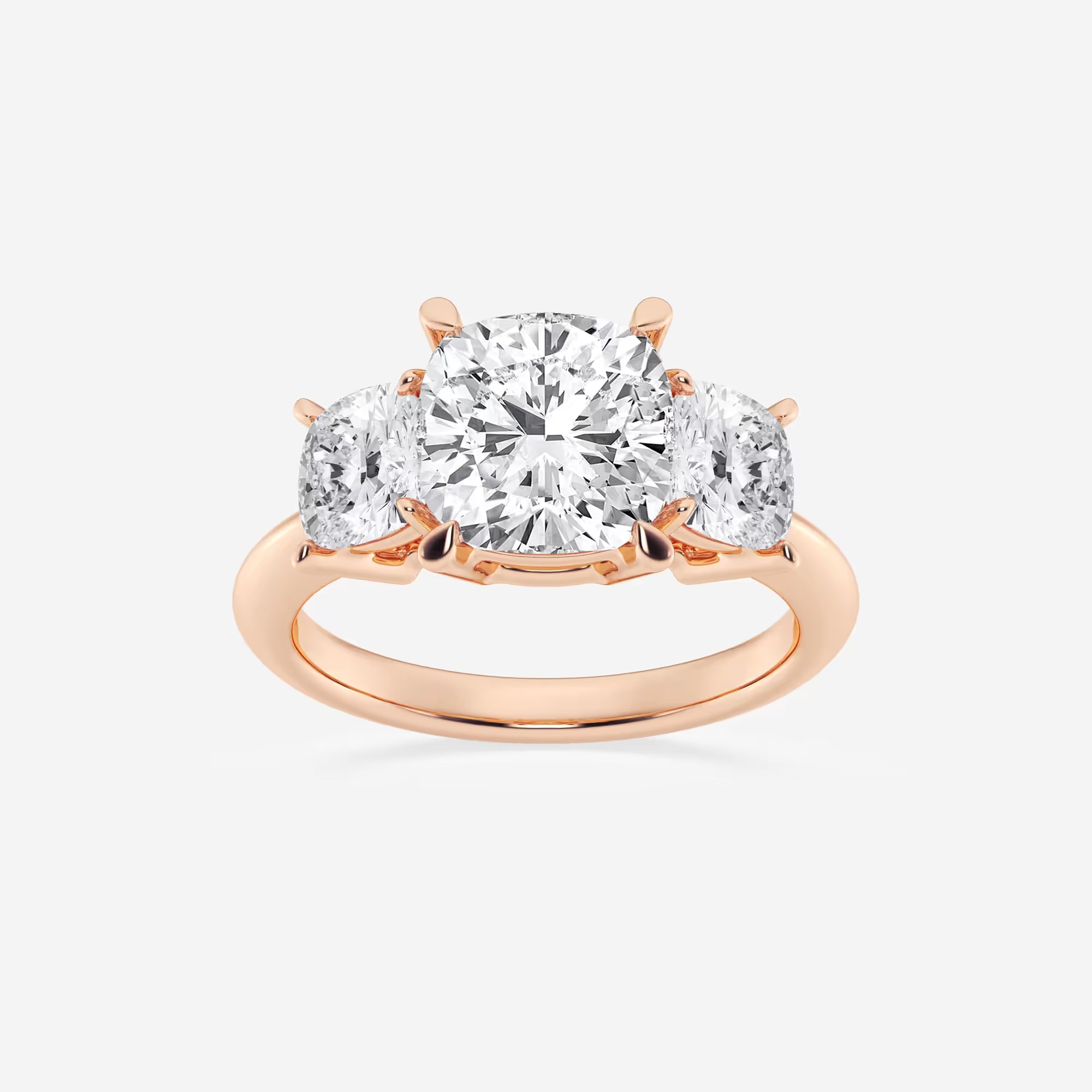 Cushion Lab Grown Diamond Three-Stone Engagement Ring