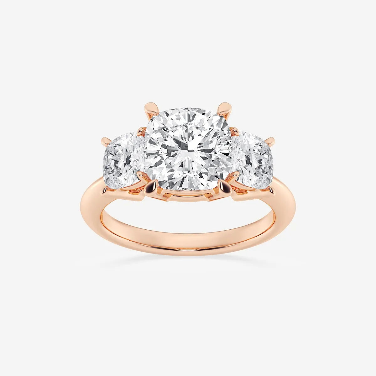 Cushion Lab Grown Diamond Three-Stone Engagement Ring