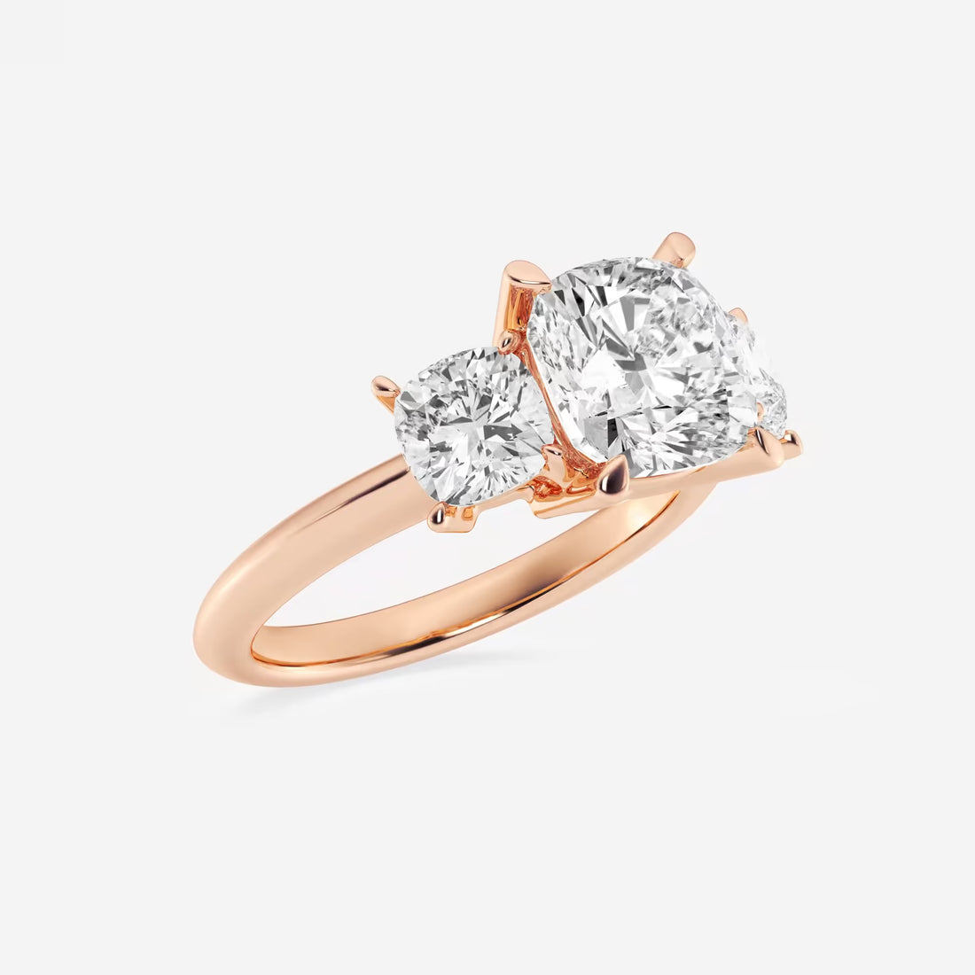 Cushion Lab Grown Diamond Three-Stone Engagement Ring