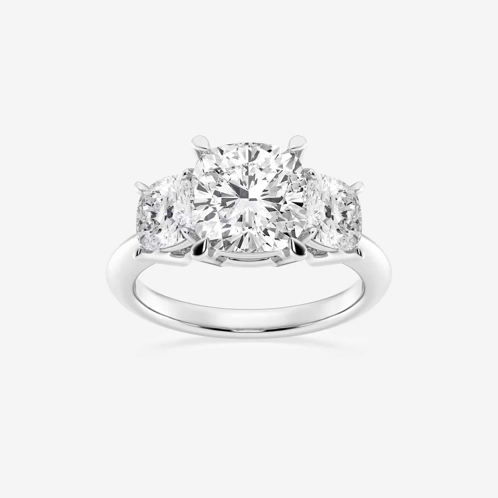 Cushion Lab Grown Diamond Three-Stone Engagement Ring