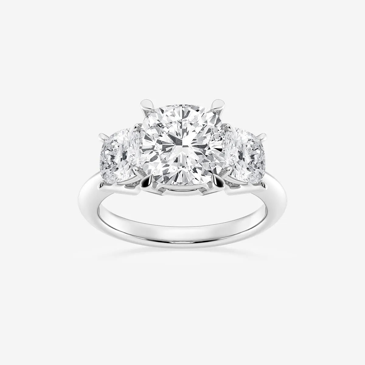 Cushion Lab Grown Diamond Three-Stone Engagement Ring