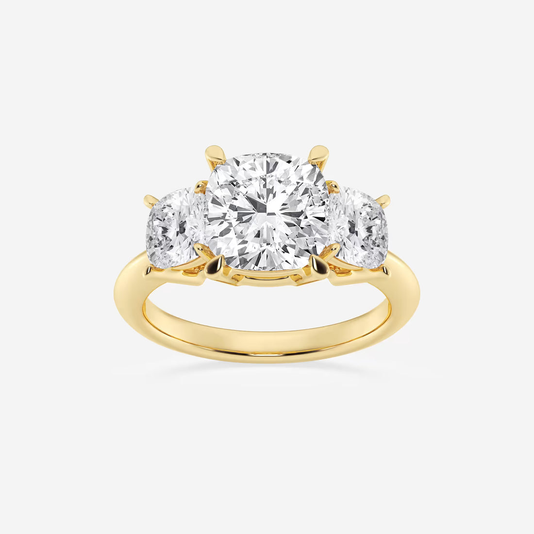 Cushion Lab Grown Diamond Three-Stone Engagement Ring