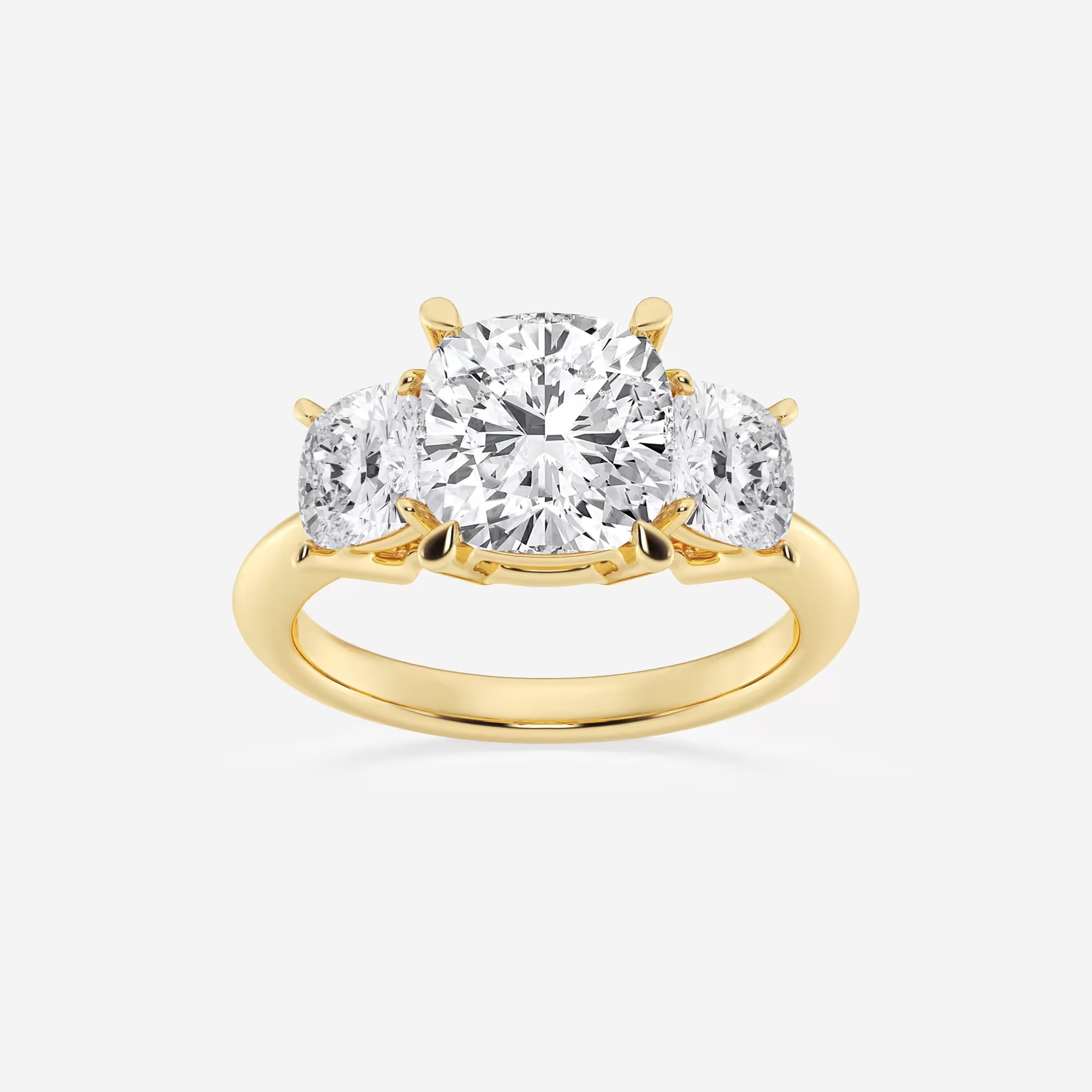 Cushion Lab Grown Diamond Three-Stone Engagement Ring