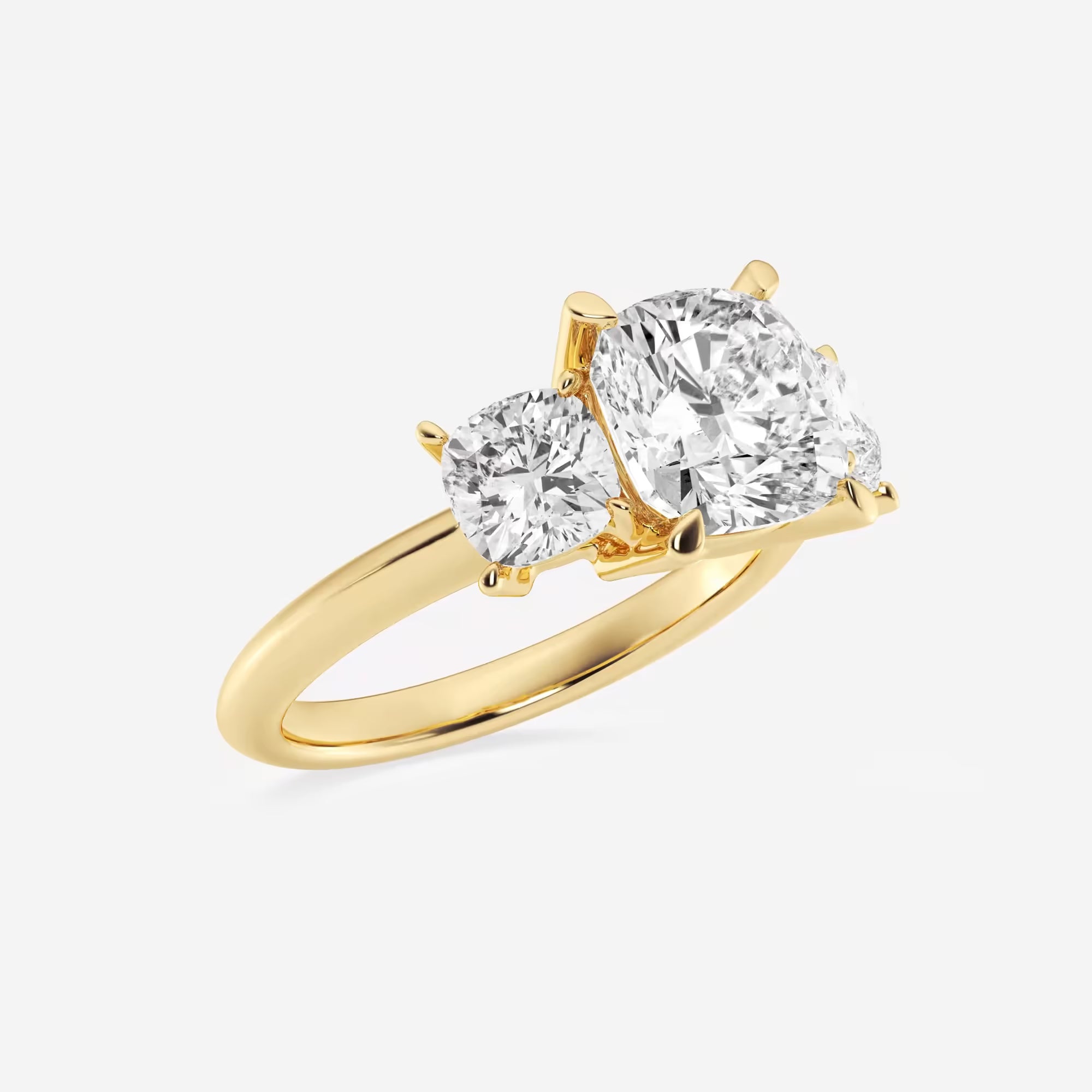 Cushion Lab Grown Diamond Three-Stone Engagement Ring