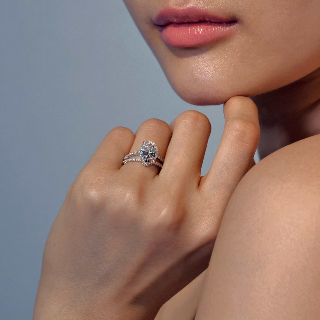 Celestia Oval Lab Grown Diamond Split Shank Engagement Ring