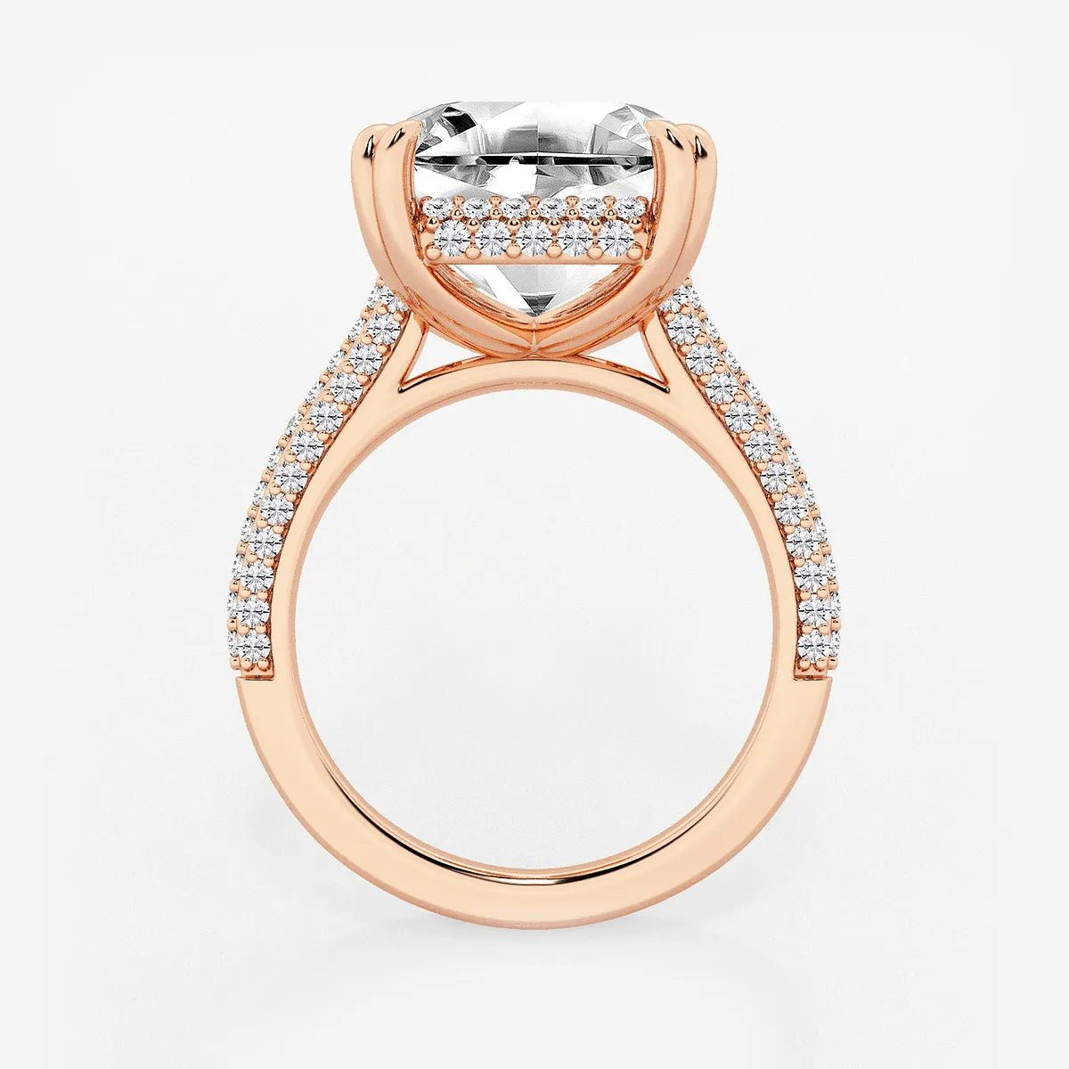 Elaris Asscher Lab Grown Diamond Double Prong Hidden Halo Engagement Ring