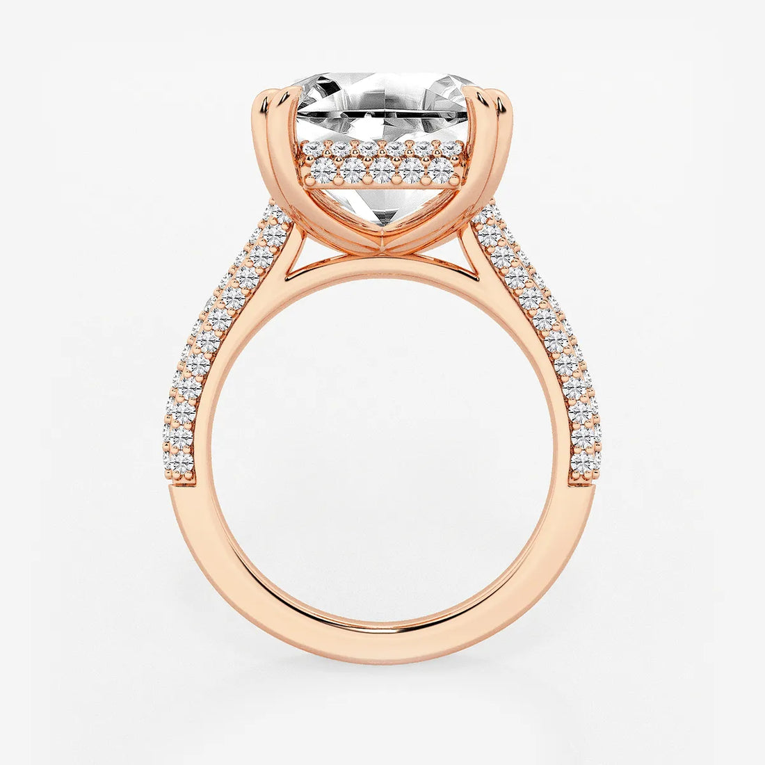 Elaris Asscher Lab Grown Diamond Double Prong Hidden Halo Engagement Ring