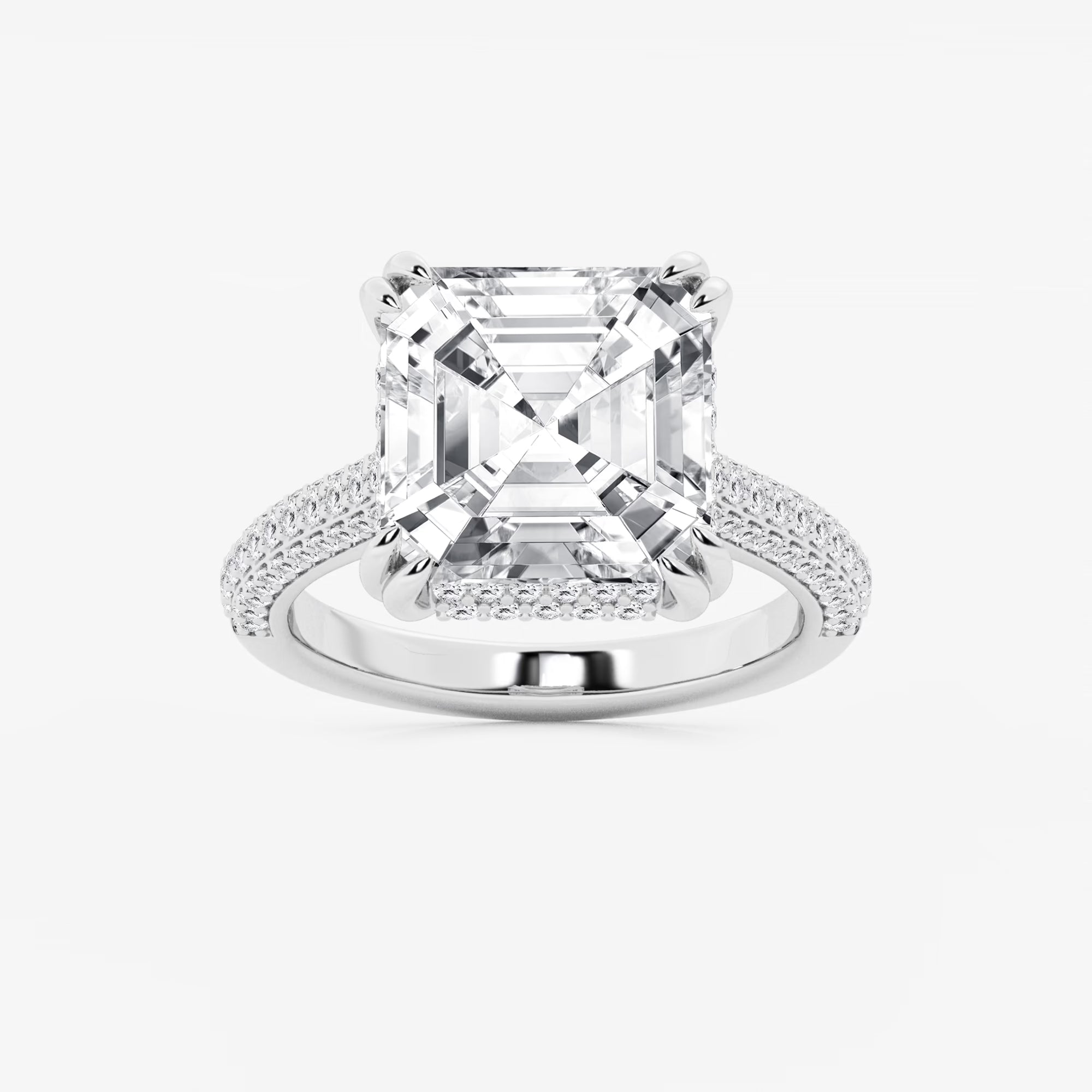 Elaris Asscher Lab Grown Diamond Double Prong Hidden Halo Engagement Ring