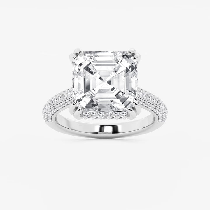 Elaris Asscher Lab Grown Diamond Double Prong Hidden Halo Engagement Ring