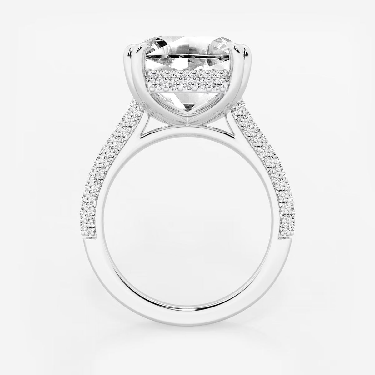 Elaris Asscher Lab Grown Diamond Double Prong Hidden Halo Engagement Ring