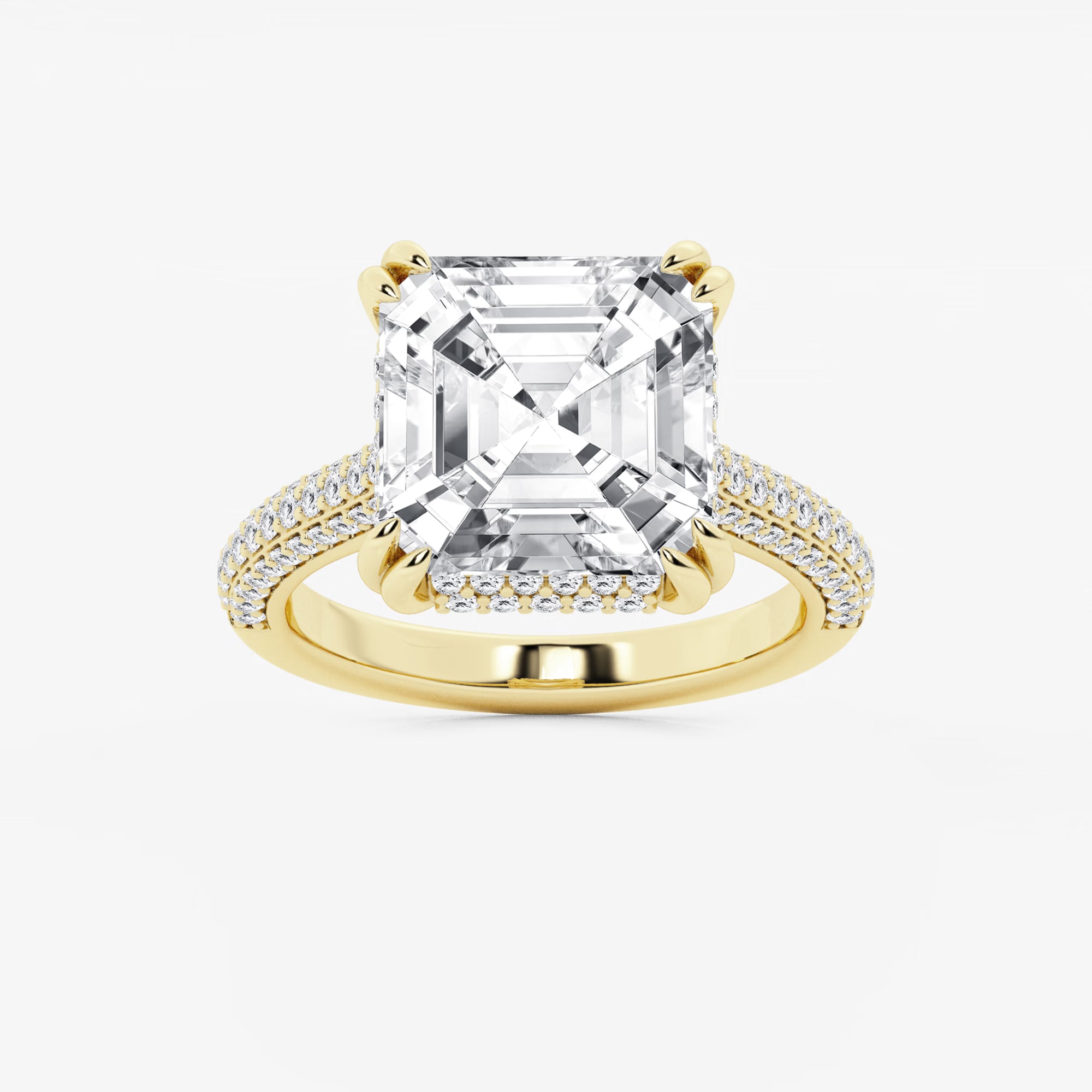 Elaris Asscher Lab Grown Diamond Double Prong Hidden Halo Engagement Ring