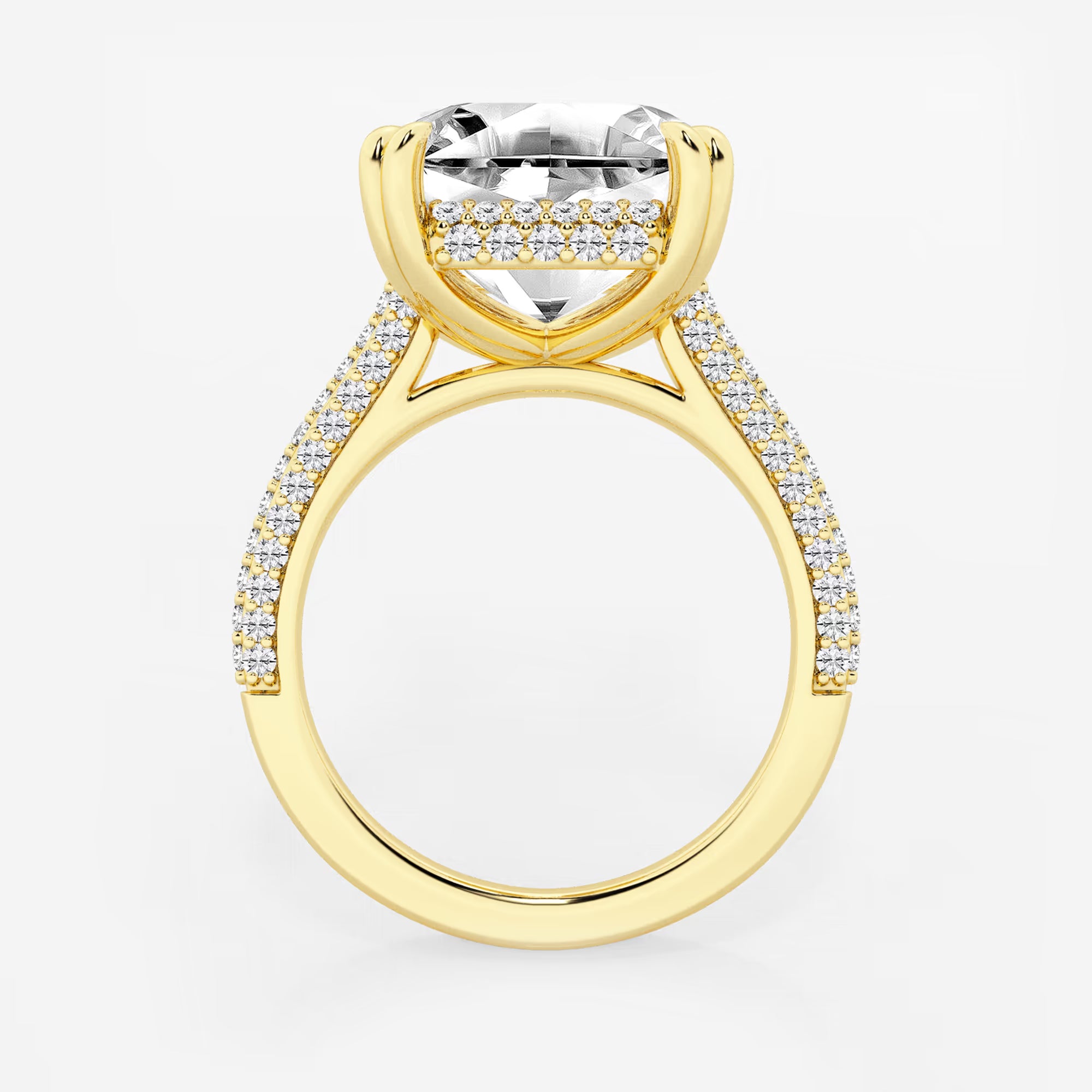 Elaris Asscher Lab Grown Diamond Double Prong Hidden Halo Engagement Ring