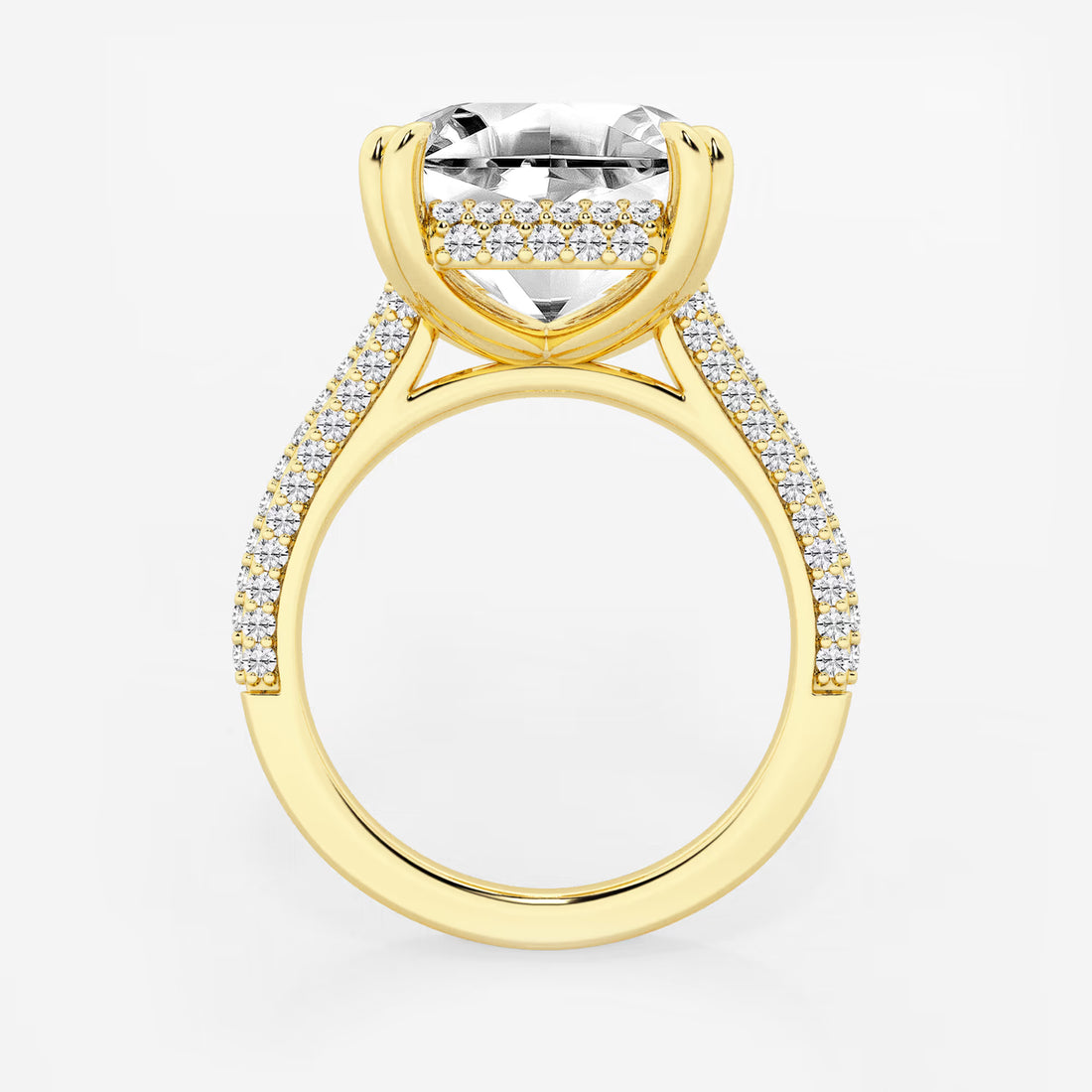 Elaris Asscher Lab Grown Diamond Double Prong Hidden Halo Engagement Ring