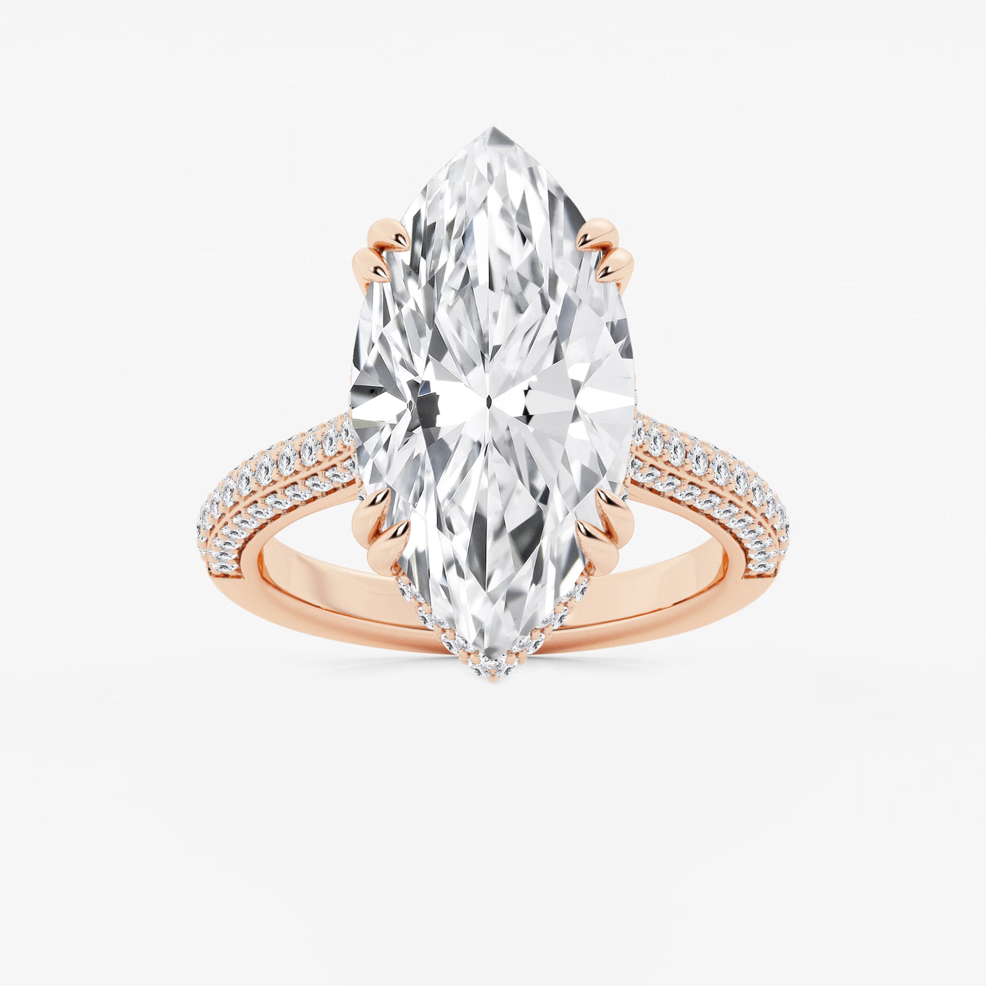 Elara Marquise Lab-Grown Diamond Double Prong Hidden Halo Engagement Ring