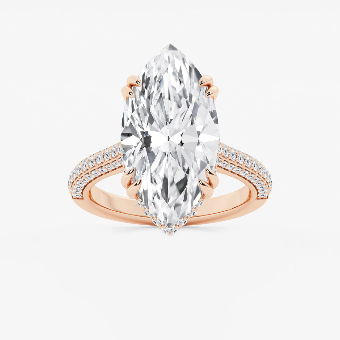 Elara Marquise Lab-Grown Diamond Double Prong Hidden Halo Engagement Ring