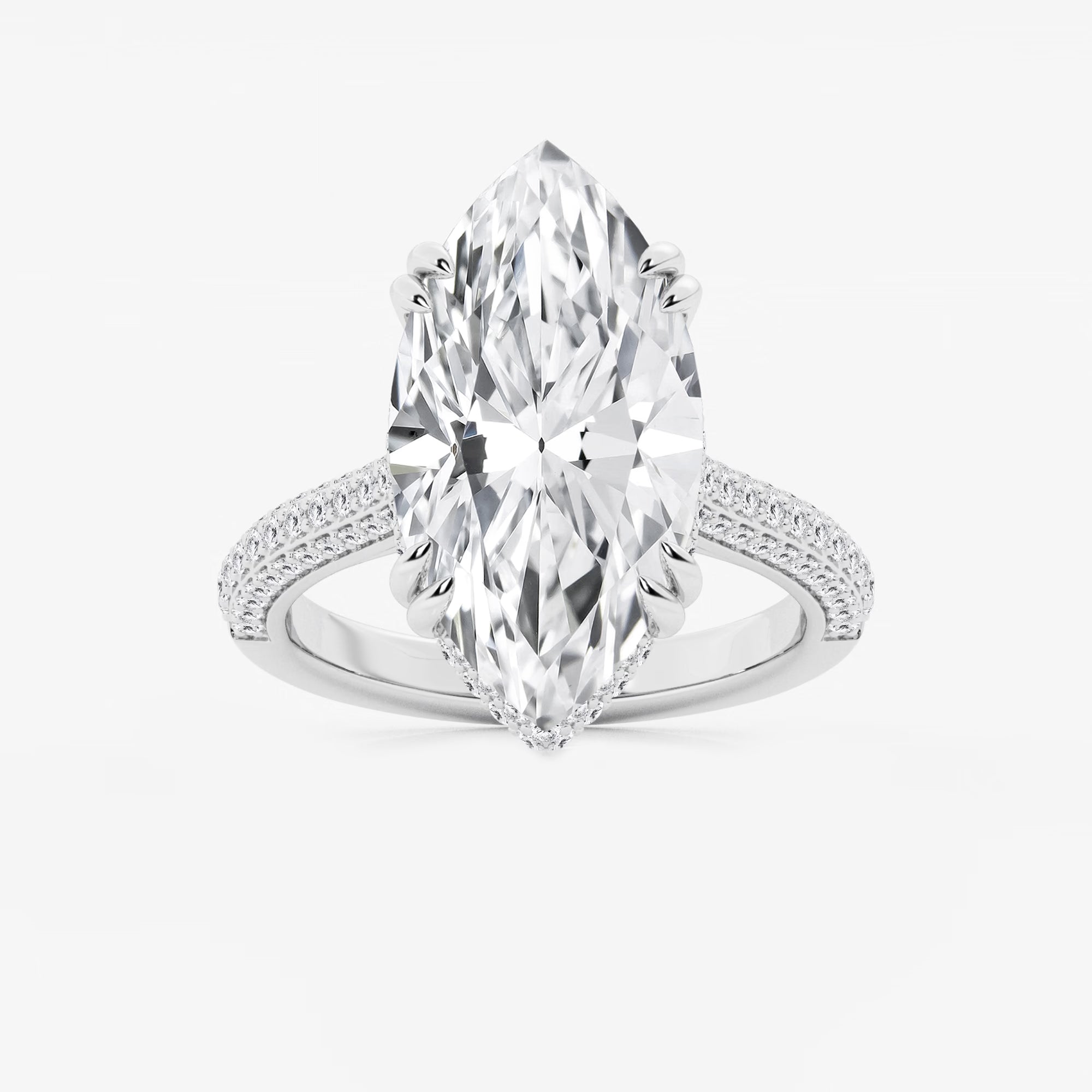 Elara Marquise Lab-Grown Diamond Double Prong Hidden Halo Engagement Ring