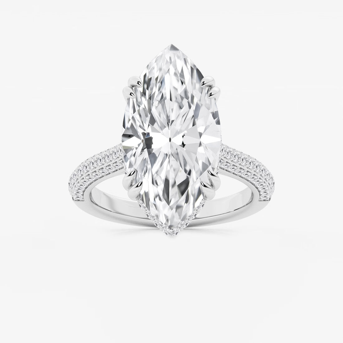 Elara Marquise Lab-Grown Diamond Double Prong Hidden Halo Engagement Ring