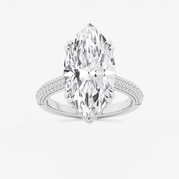 Elara Marquise Lab-Grown Diamond Double Prong Hidden Halo Engagement Ring