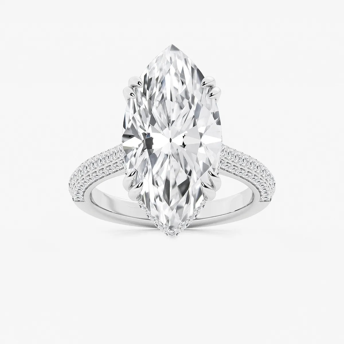 Elara Marquise Lab-Grown Diamond Double Prong Hidden Halo Engagement Ring