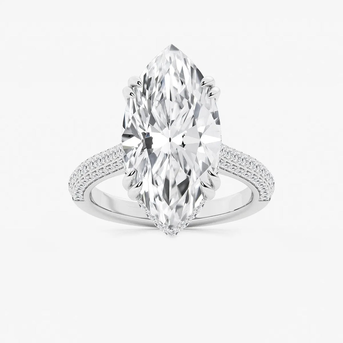 Elara Marquise Lab-Grown Diamond Double Prong Hidden Halo Engagement Ring