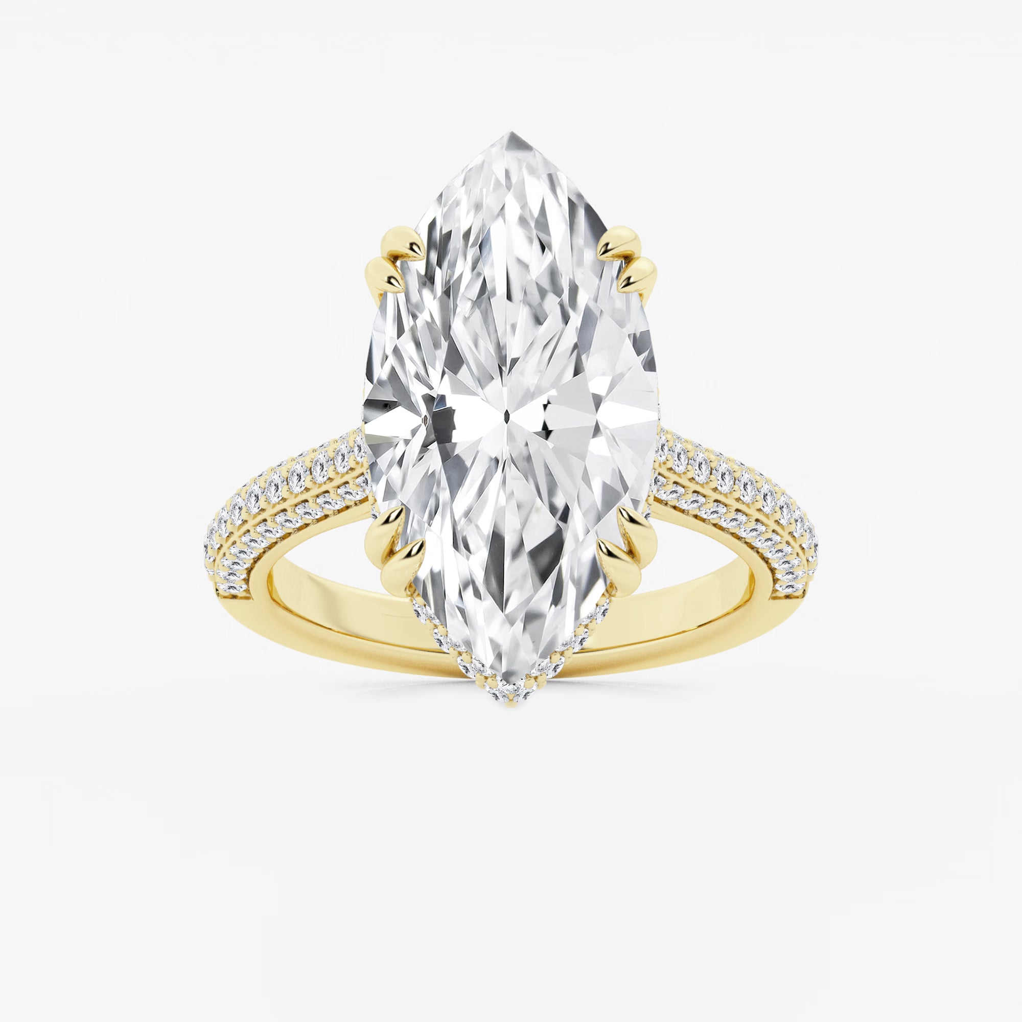 Elara Marquise Lab-Grown Diamond Double Prong Hidden Halo Engagement Ring