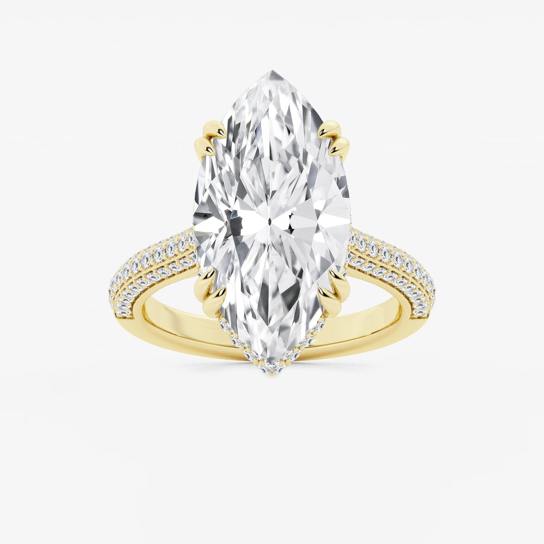 Elara Marquise Lab-Grown Diamond Double Prong Hidden Halo Engagement Ring