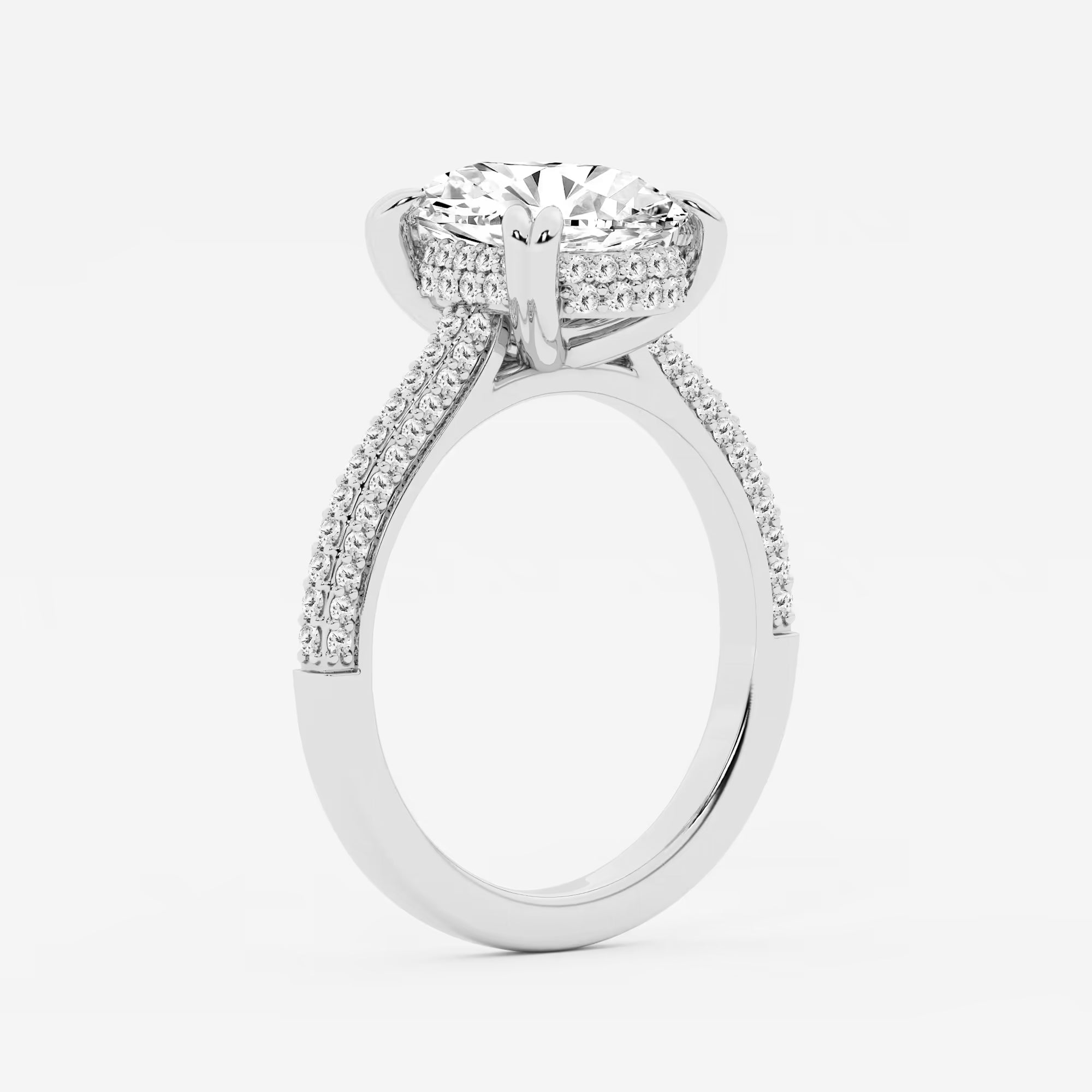 Oval Cut Lab-Grown Diamond Multi-Row Pavé Engagement Ring