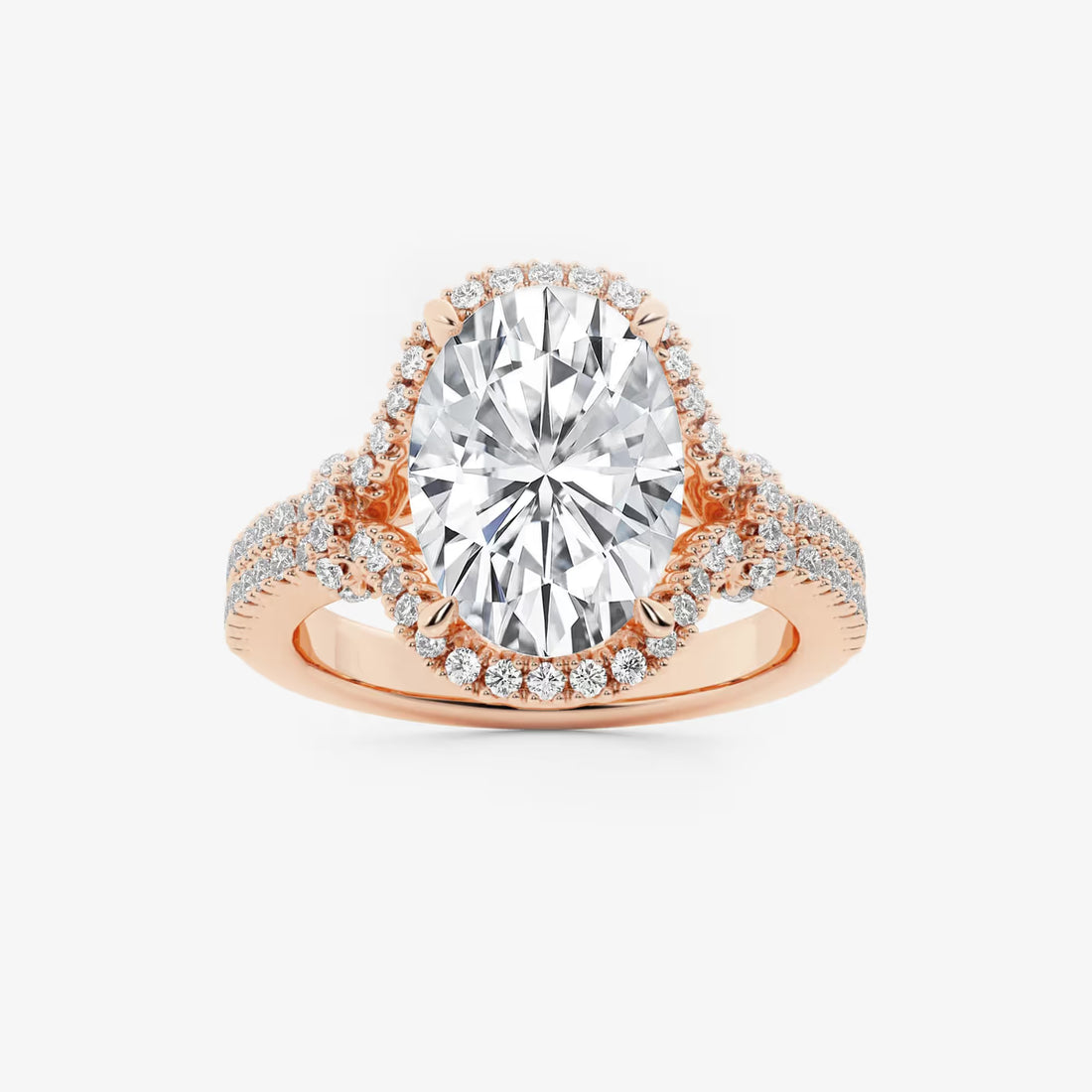 Classic Oval Cut Lab-Grown Diamond Engagement Ring with Brilliant Side Accents