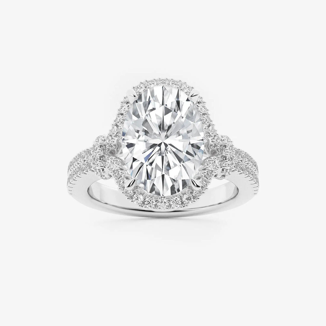 Classic Oval Cut Lab-Grown Diamond Engagement Ring with Brilliant Side Accents