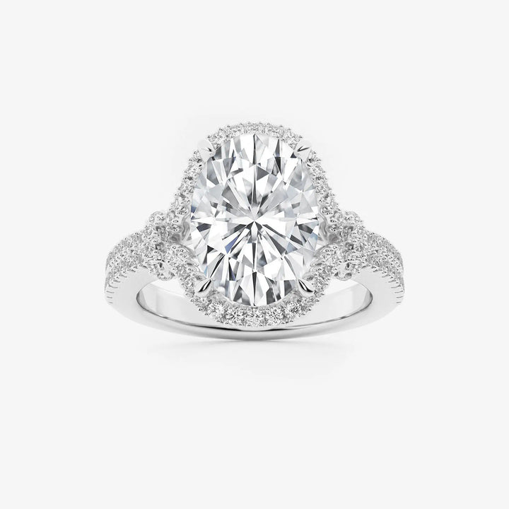 Classic Oval Cut Lab-Grown Diamond Engagement Ring with Brilliant Side Accents