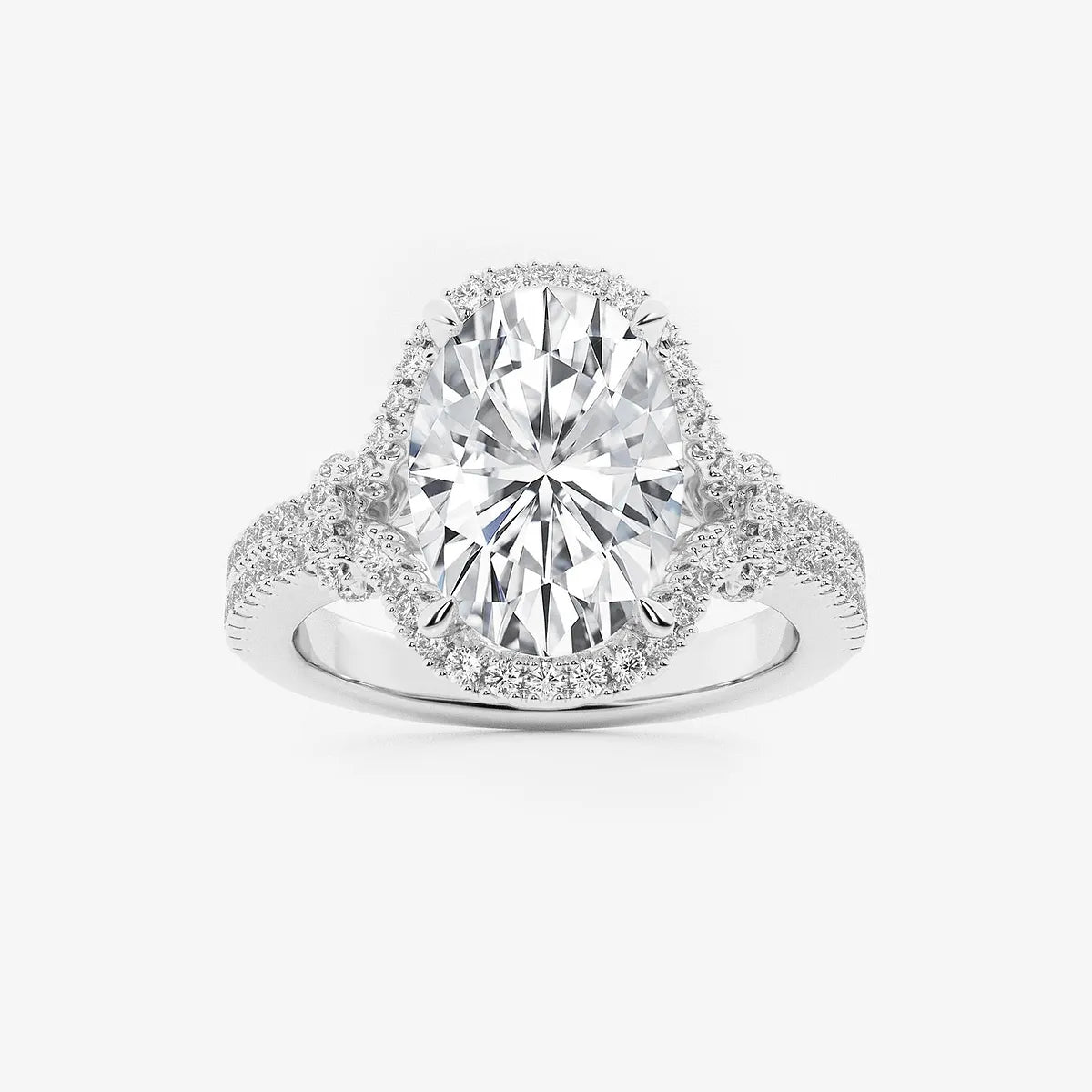 Classic Oval Cut Lab-Grown Diamond Engagement Ring with Brilliant Side Accents