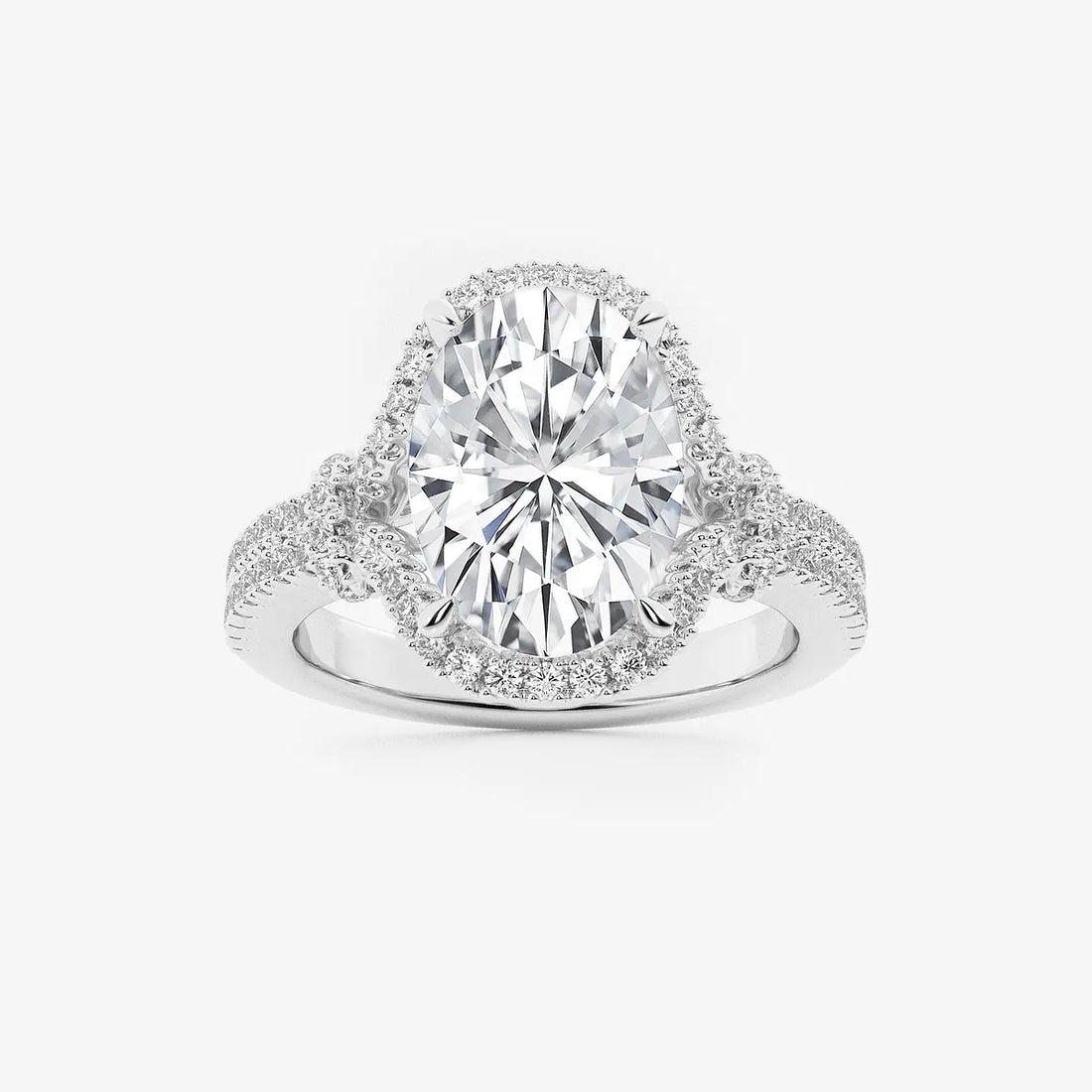 Classic Oval Cut Lab-Grown Diamond Engagement Ring with Brilliant Side Accents