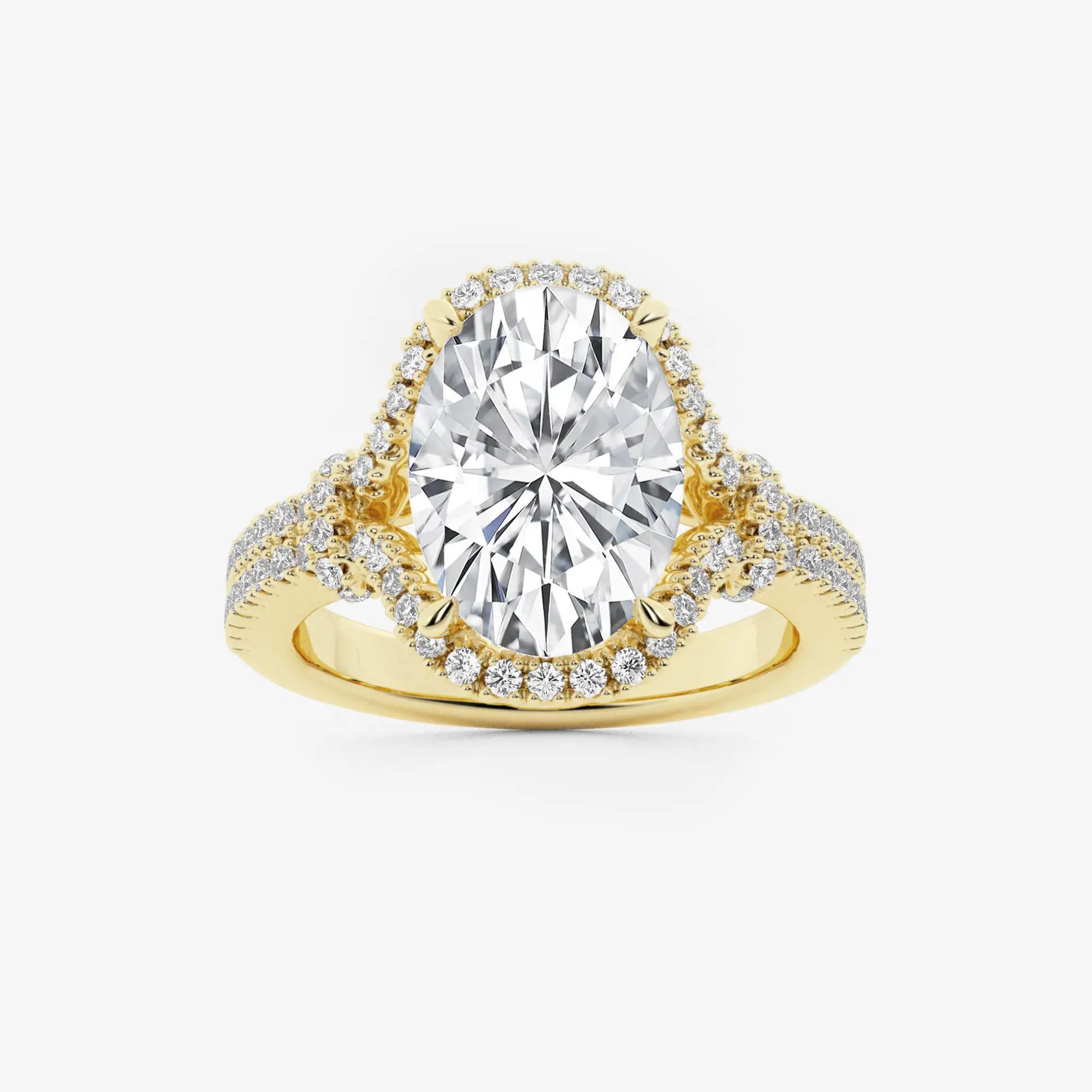 Classic Oval Cut Lab-Grown Diamond Engagement Ring with Brilliant Side Accents
