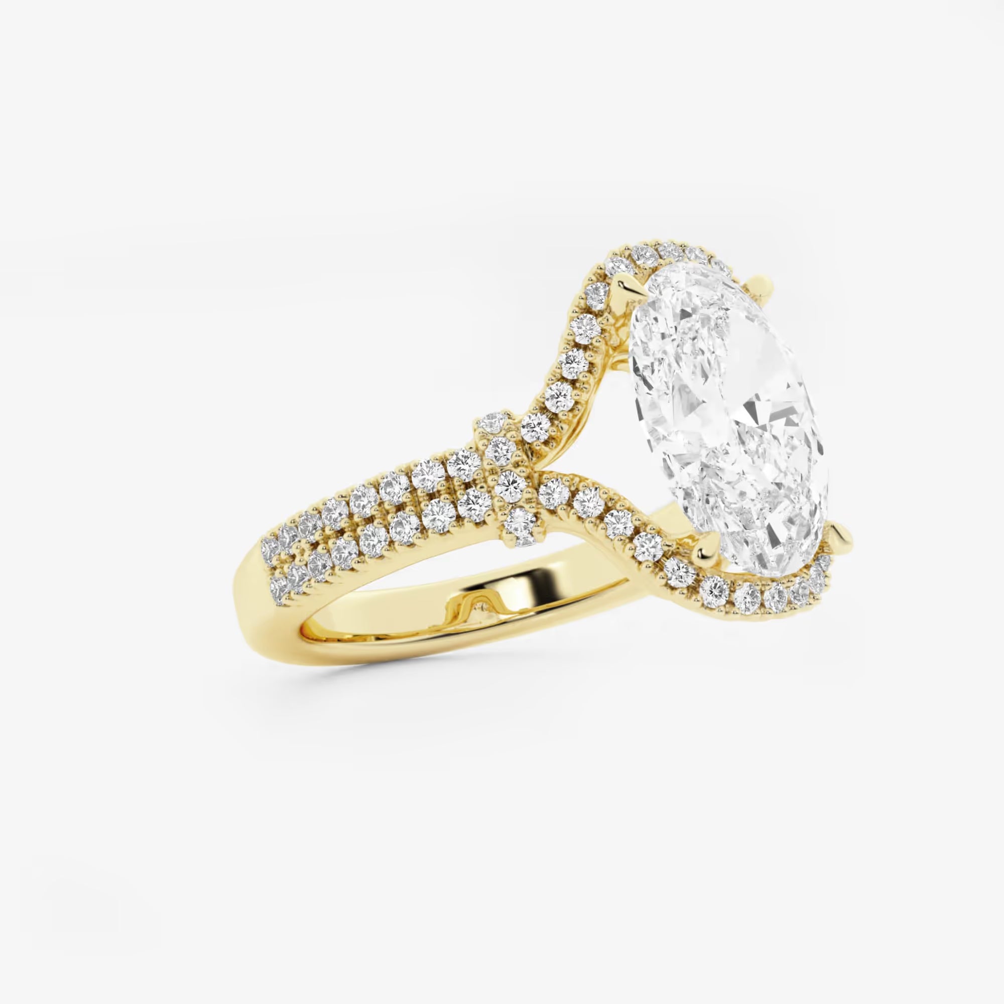 Classic Oval Cut Lab-Grown Diamond Engagement Ring with Brilliant Side Accents