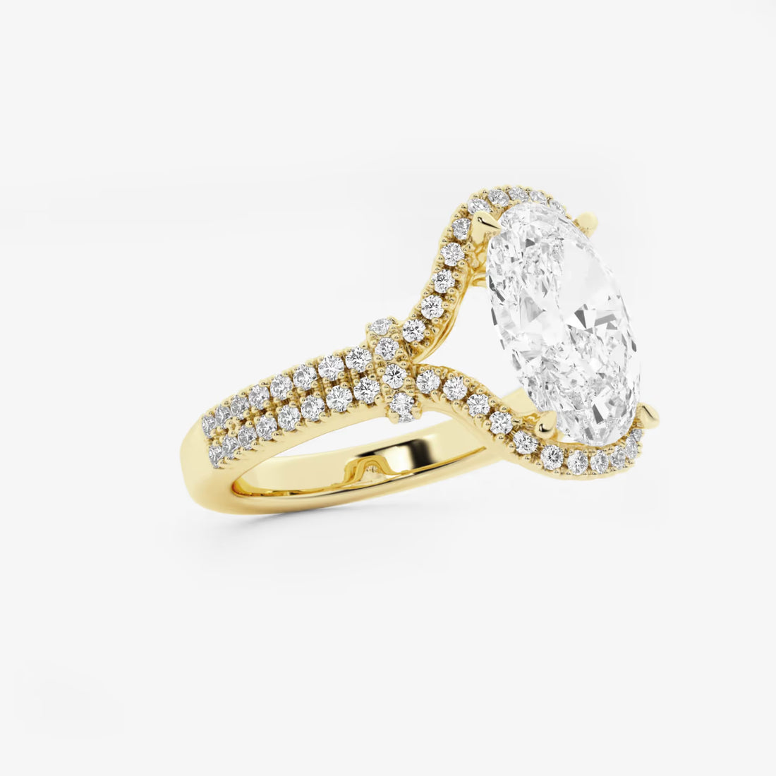 Classic Oval Cut Lab-Grown Diamond Engagement Ring with Brilliant Side Accents
