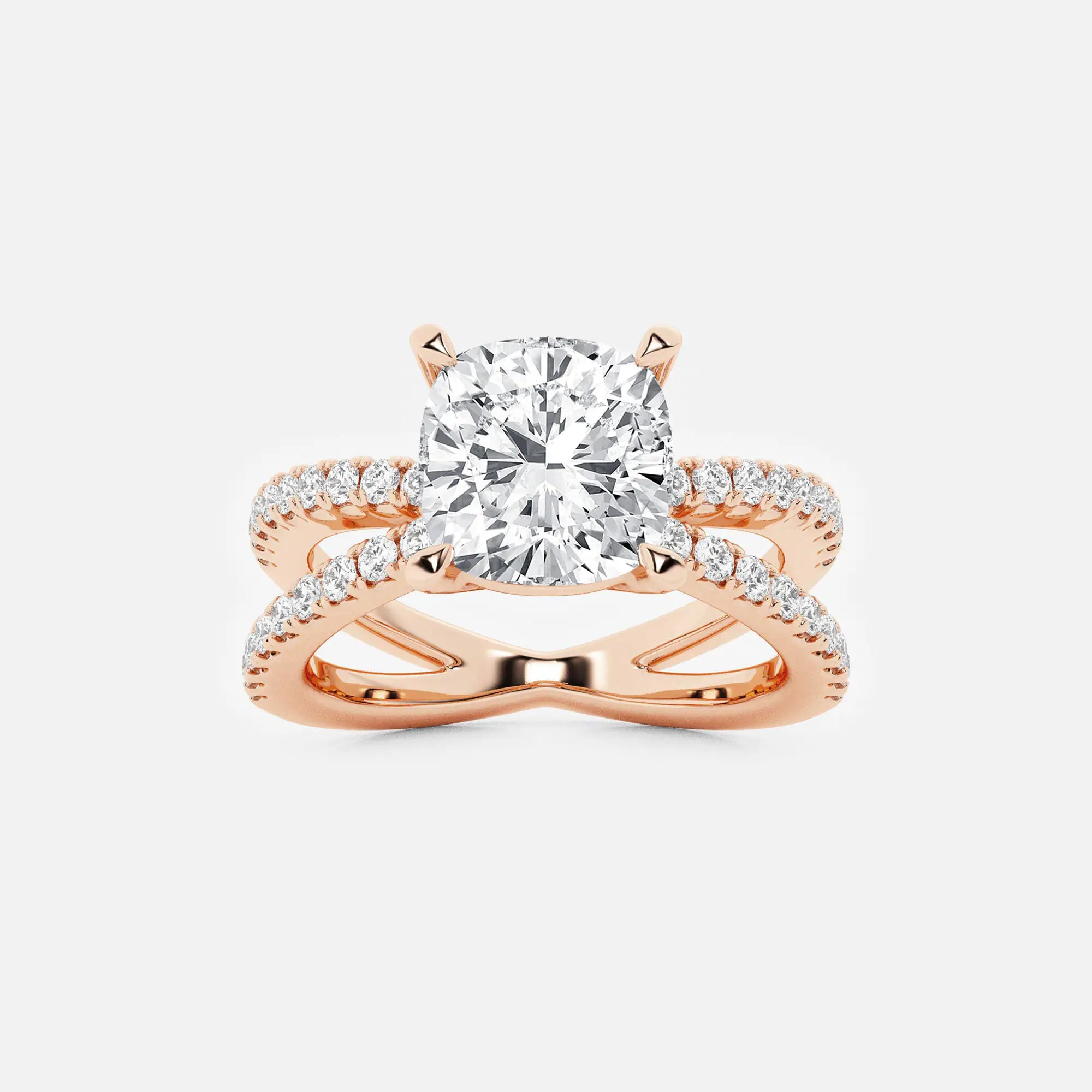 Elegant Cushion Cut Lab Grown Diamond Side Stone Engagement Ring
