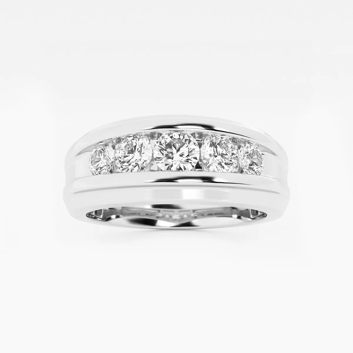 Bold Men's Round Lab Grown Diamond Channel Set Wedding Band in Gold