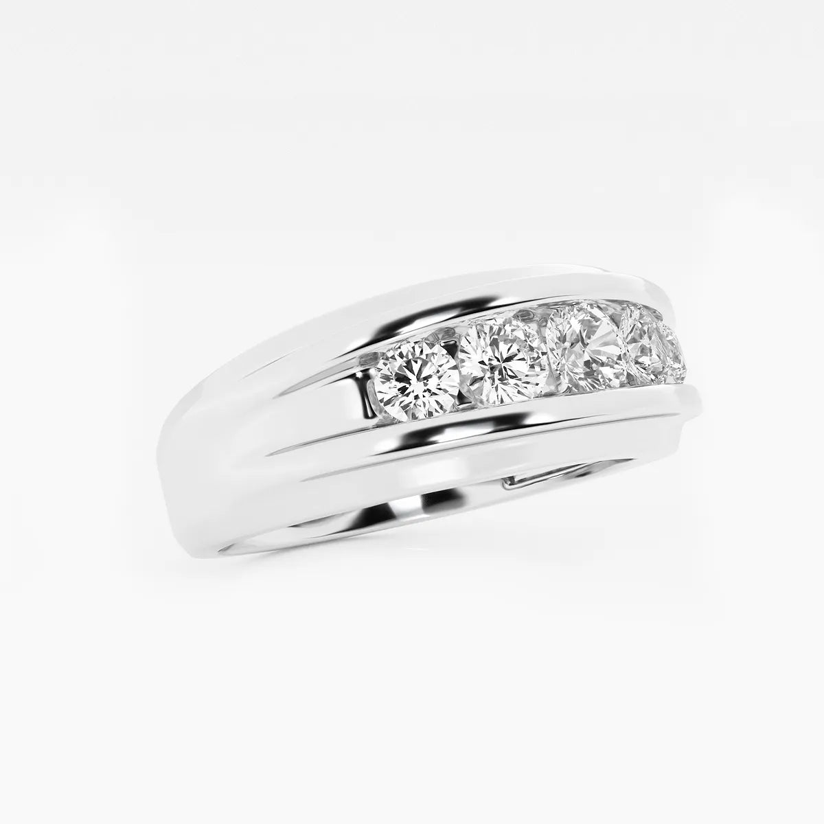 Bold Men's Round Lab Grown Diamond Channel Set Wedding Band in Gold