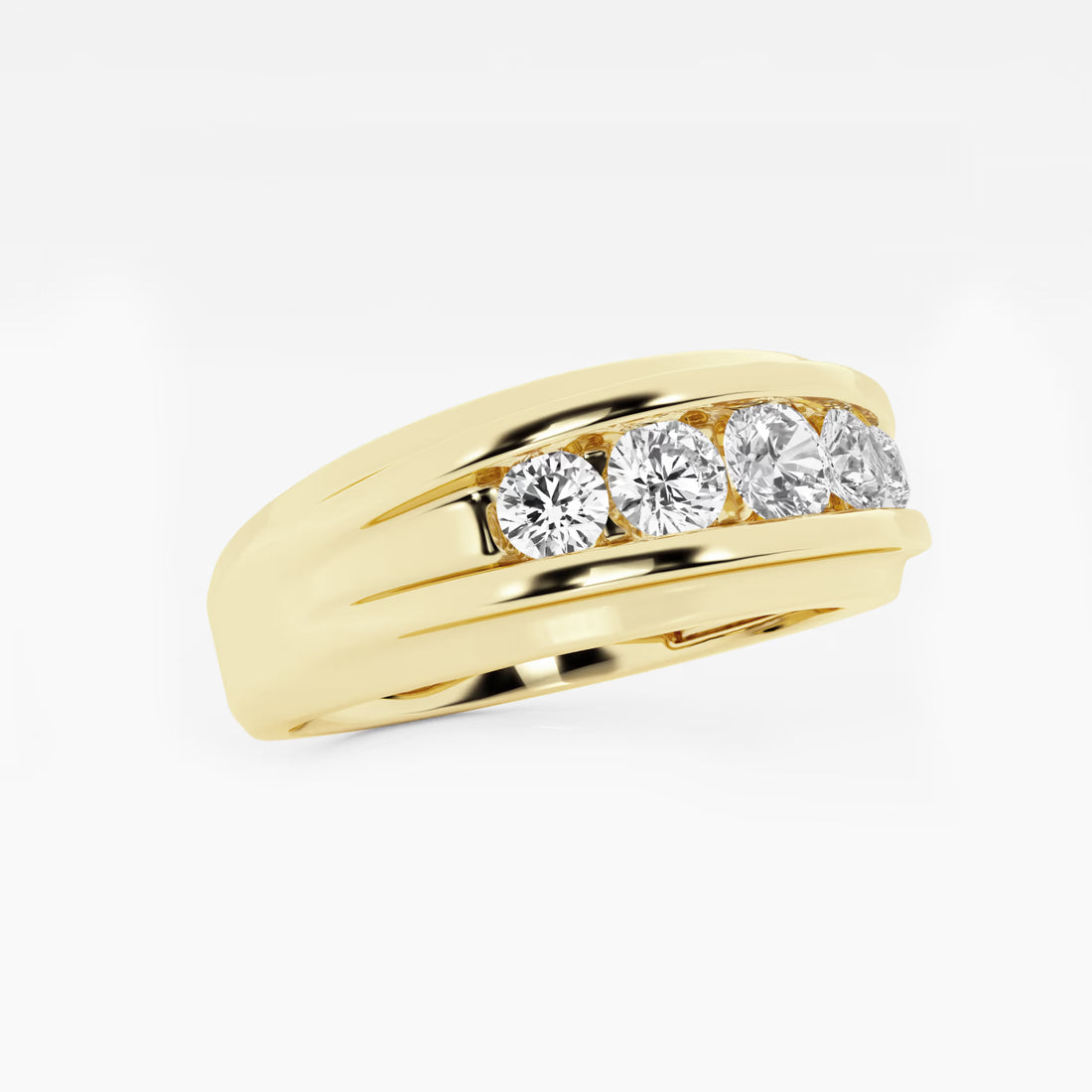 Bold Men's Round Lab Grown Diamond Channel Set Wedding Band in Gold