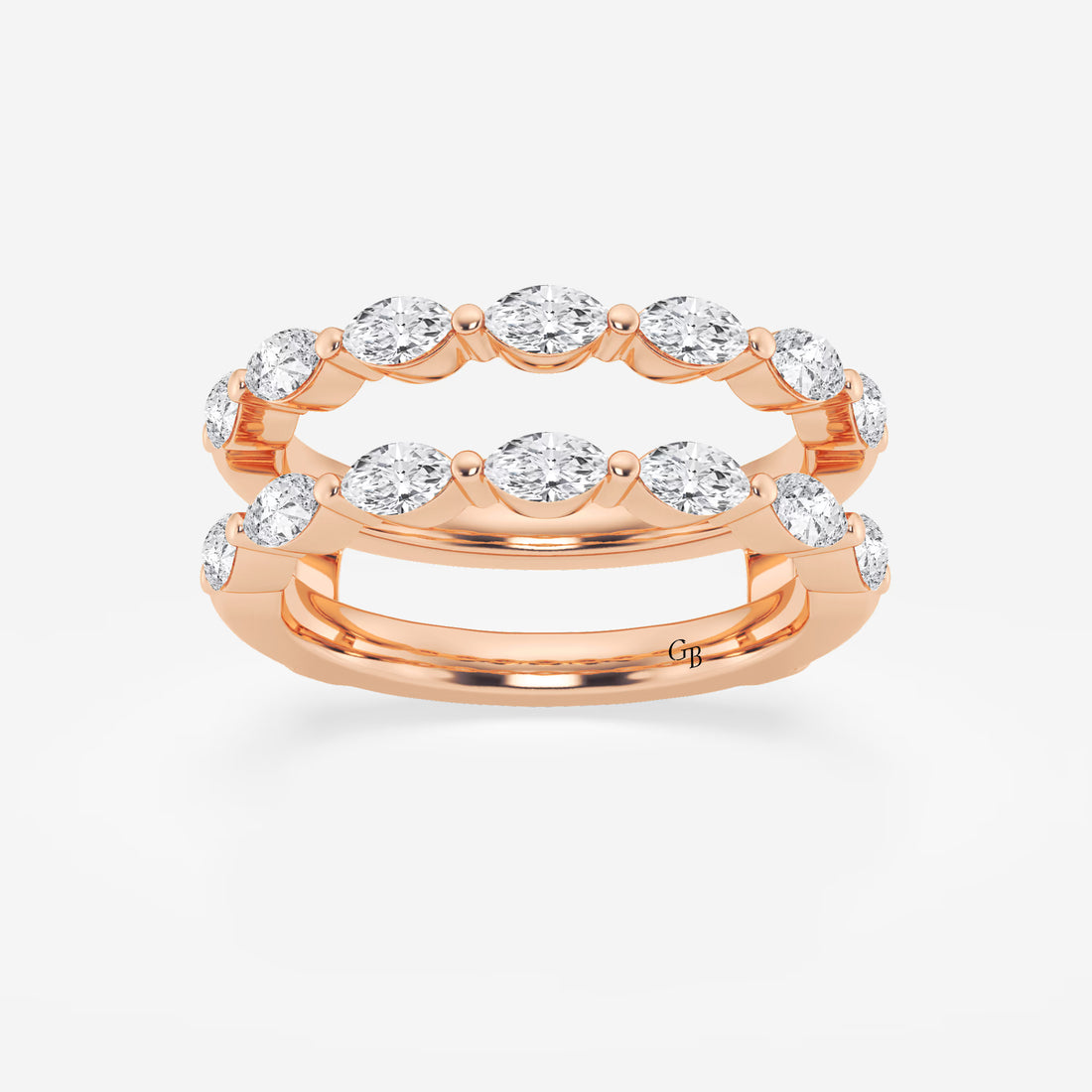 Elegant Marquise Cut Lab Grown Diamond Double Row Ring Enhancer in Solid Gold