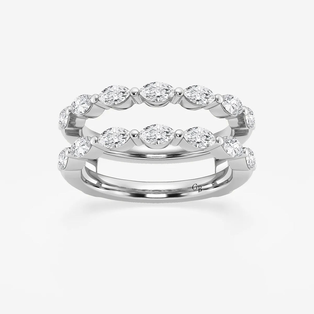 Elegant Marquise Cut Lab Grown Diamond Double Row Ring Enhancer in Solid Gold