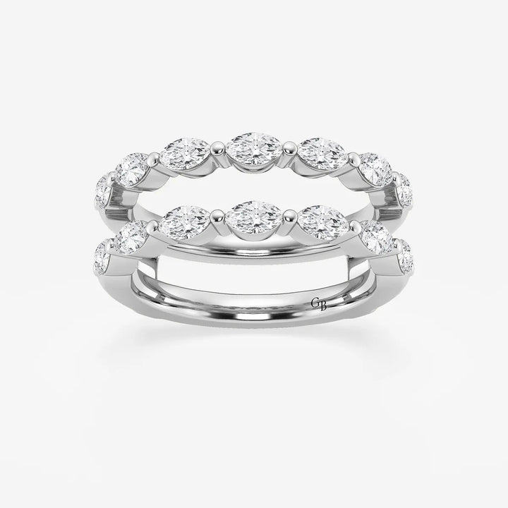 Elegant Marquise Cut Lab Grown Diamond Double Row Ring Enhancer in Solid Gold