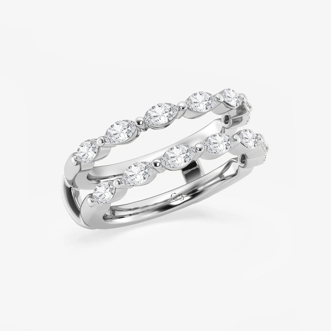 Elegant Marquise Cut Lab Grown Diamond Double Row Ring Enhancer in Solid Gold