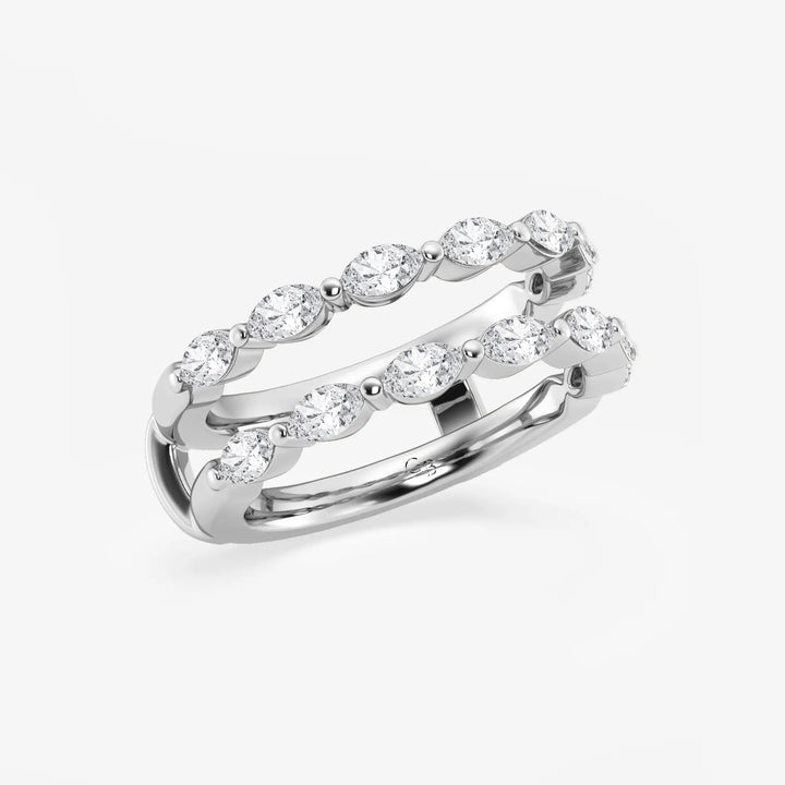 Elegant Marquise Cut Lab Grown Diamond Double Row Ring Enhancer in Solid Gold