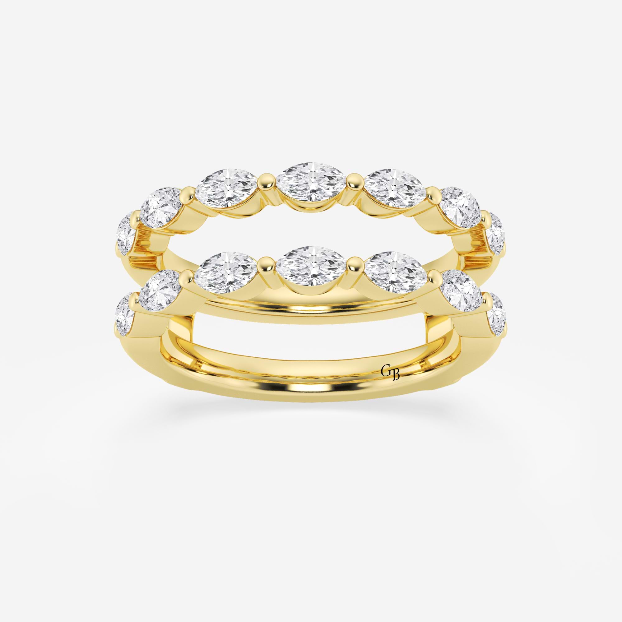 Elegant Marquise Cut Lab Grown Diamond Double Row Ring Enhancer in Solid Gold