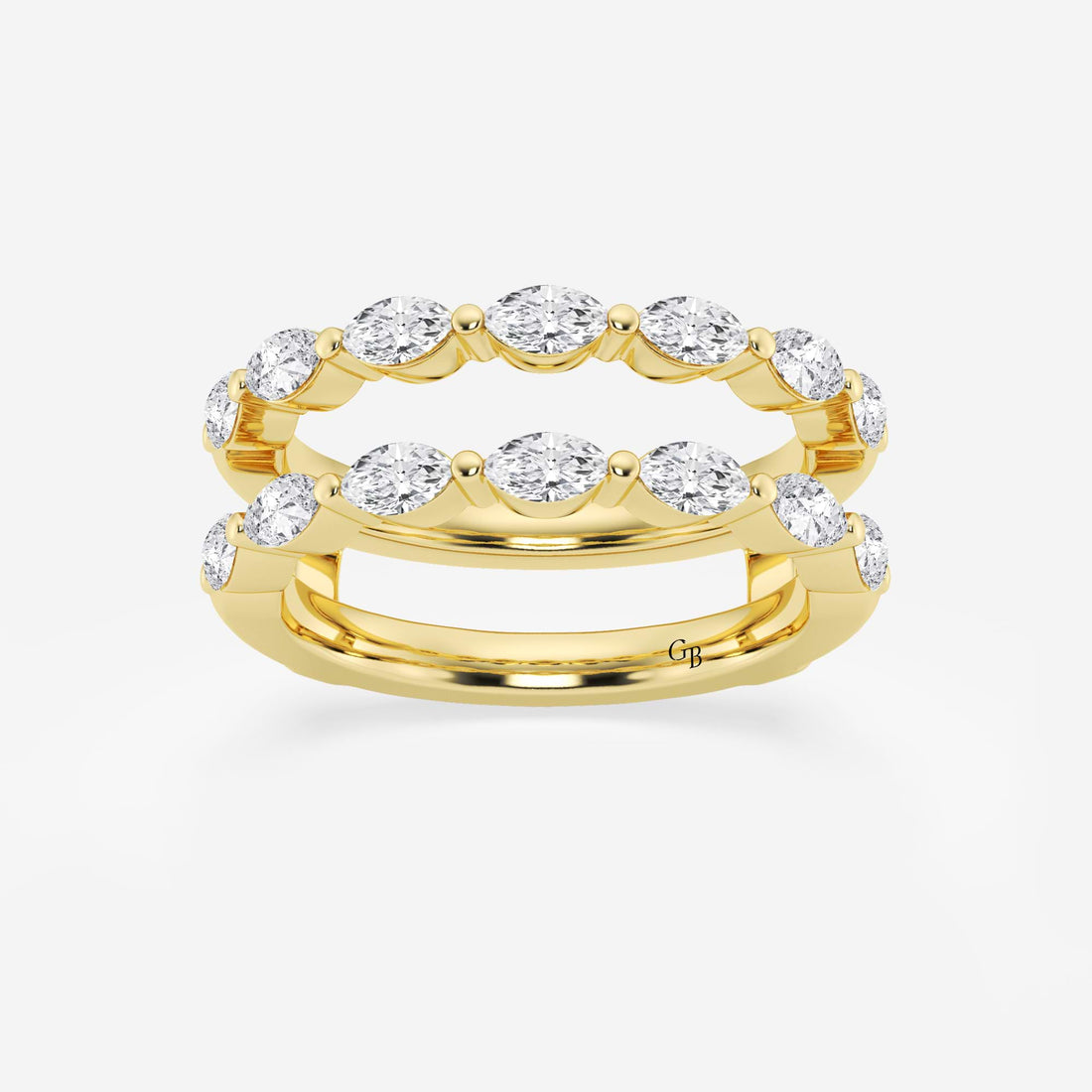 Elegant Marquise Cut Lab Grown Diamond Double Row Ring Enhancer in Solid Gold