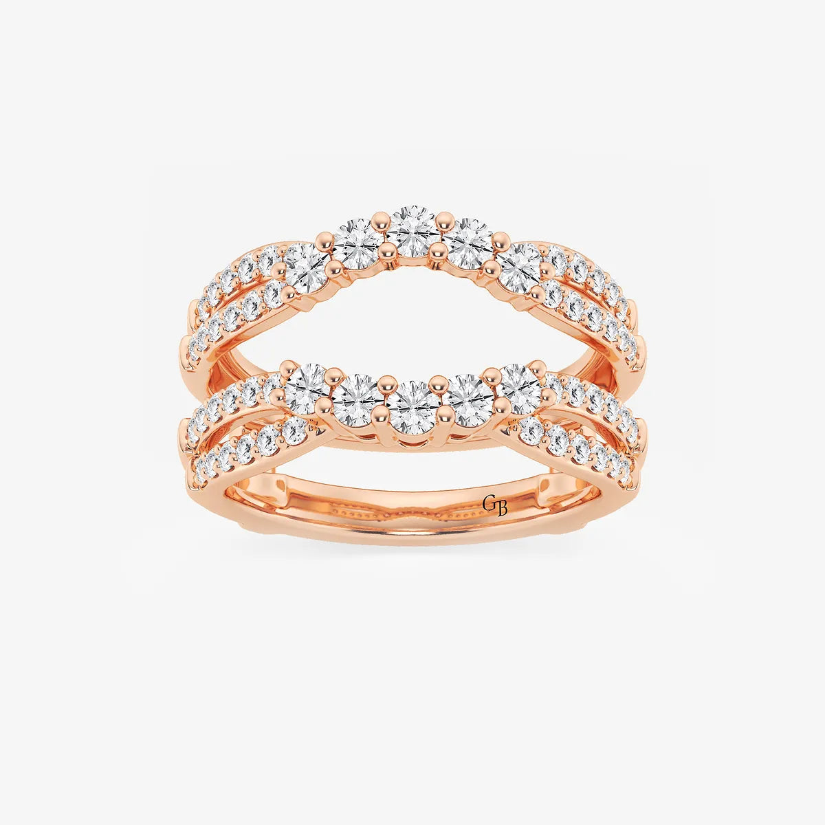 Gradiva Luxe Round Lab-Grown Diamond Graduated Crossover Ring Enhancer