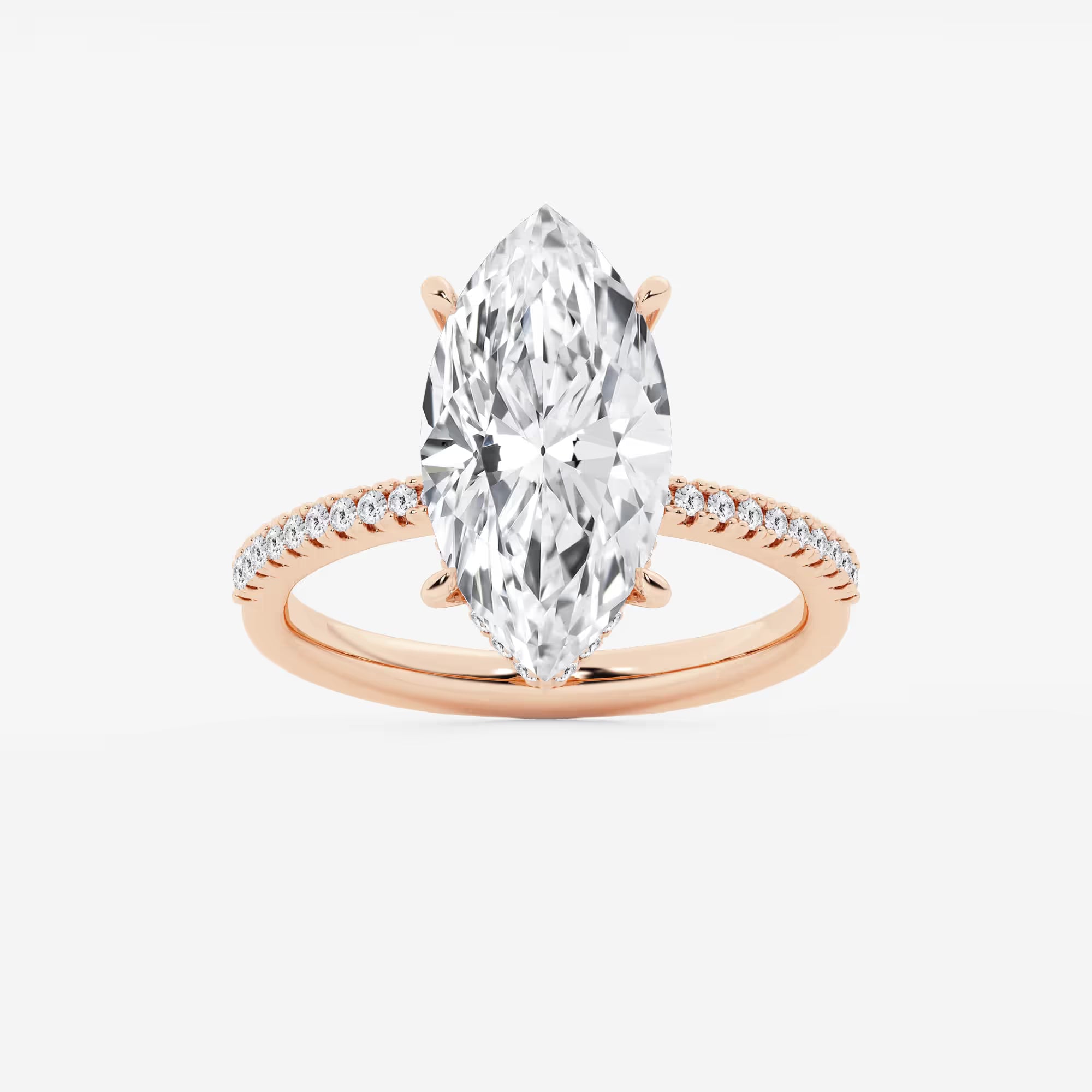 Serenité Marquise Lab-Grown Diamond Side Stone Engagement Ring