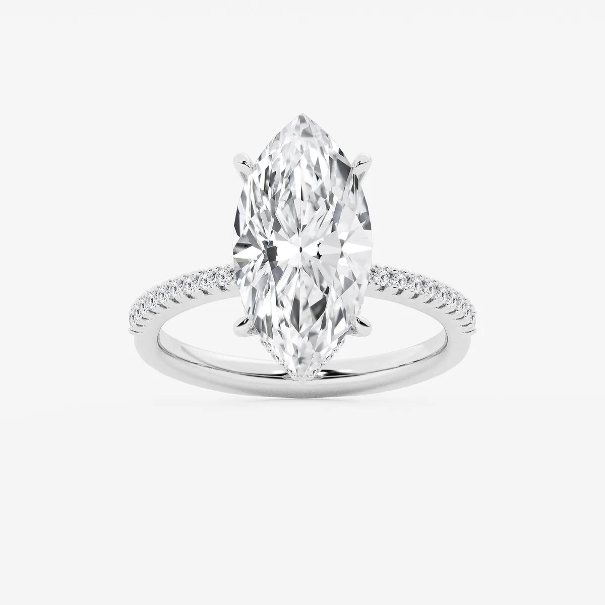 Serenité Marquise Lab-Grown Diamond Side Stone Engagement Ring