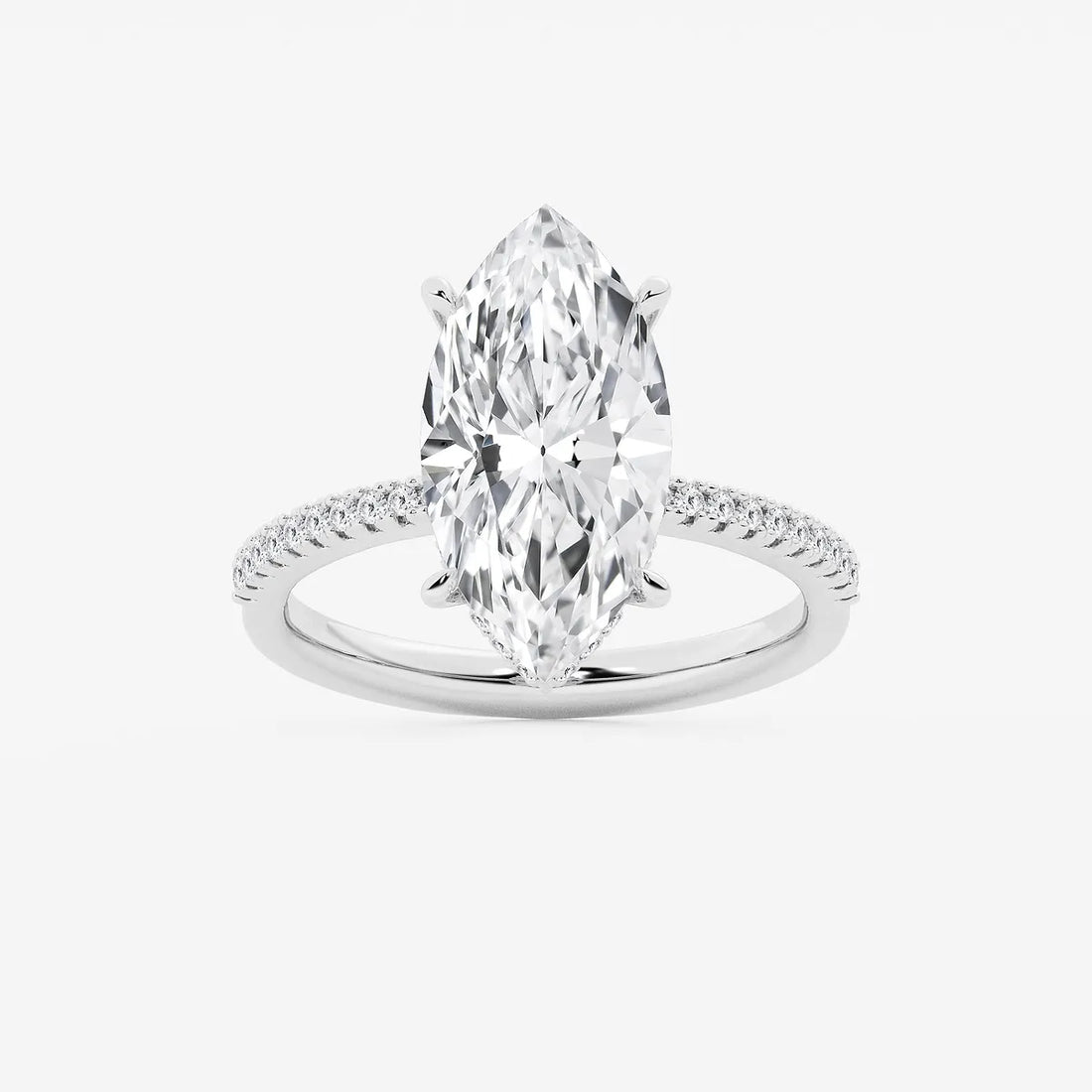 Serenité Marquise Lab-Grown Diamond Side Stone Engagement Ring